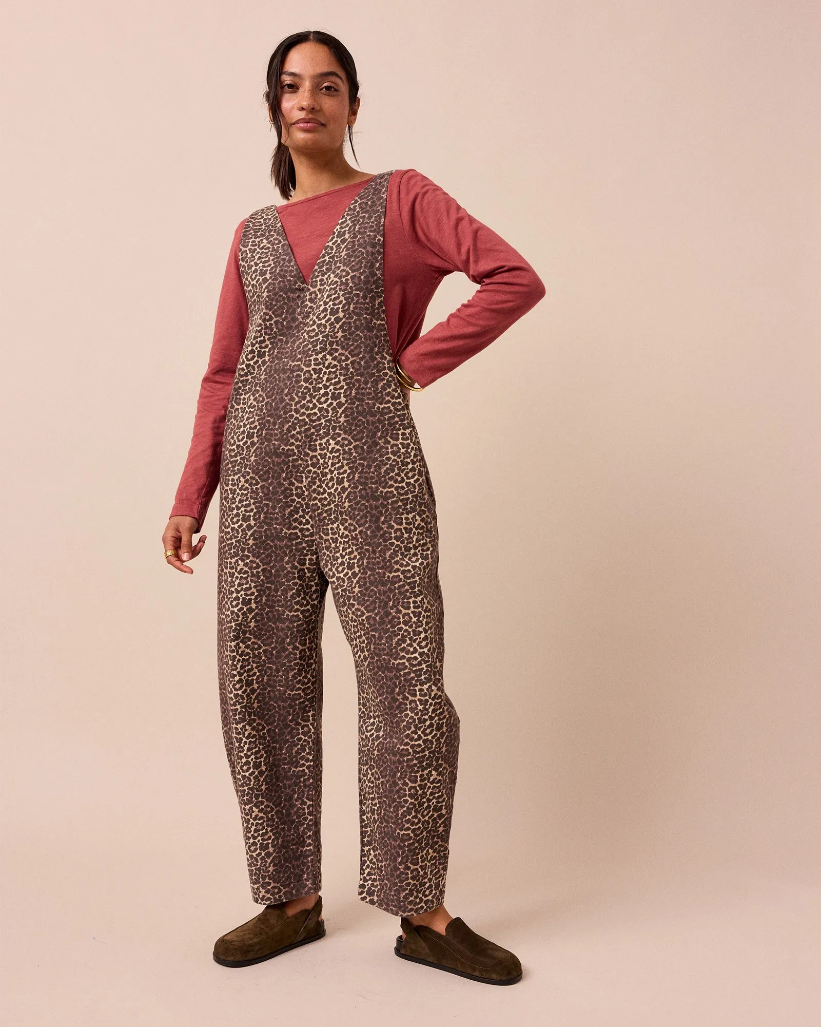 Ottie Leopard Print Denim Jumpsuit sold by Beyond Nine