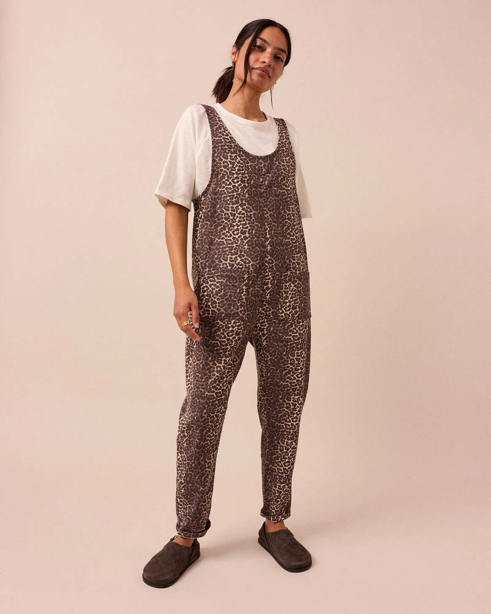 Lola Leopard Print Denim Jumpsuit sold by Beyond Nine