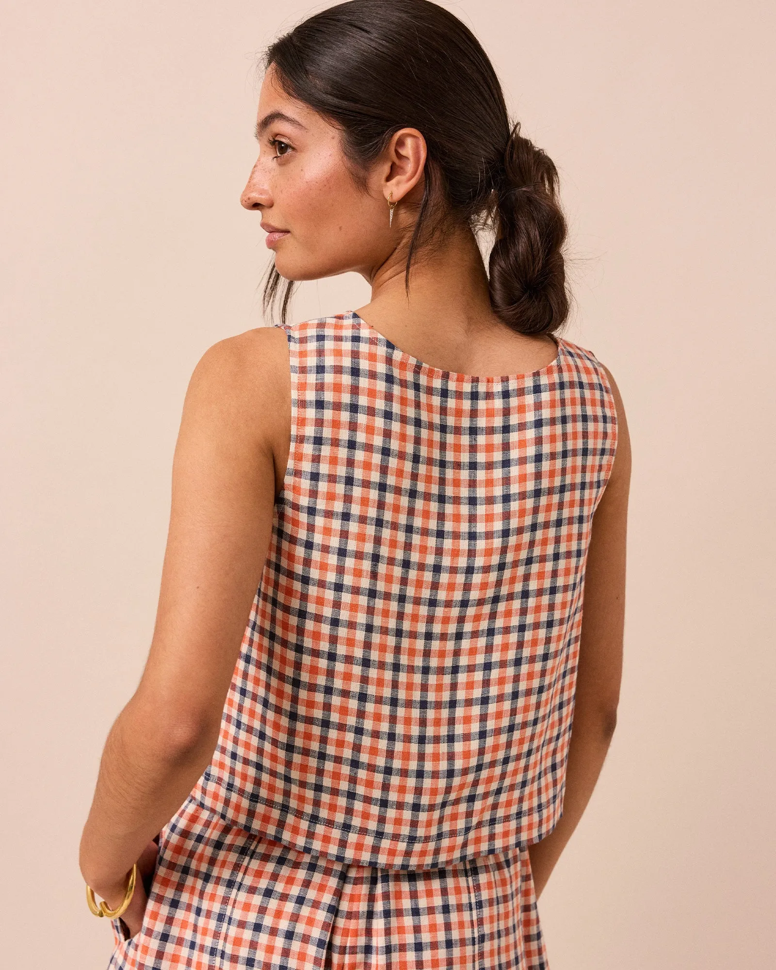 Elodie Riviera Gingham Linen Top sold by Beyond Nine product image thumbnail 3
