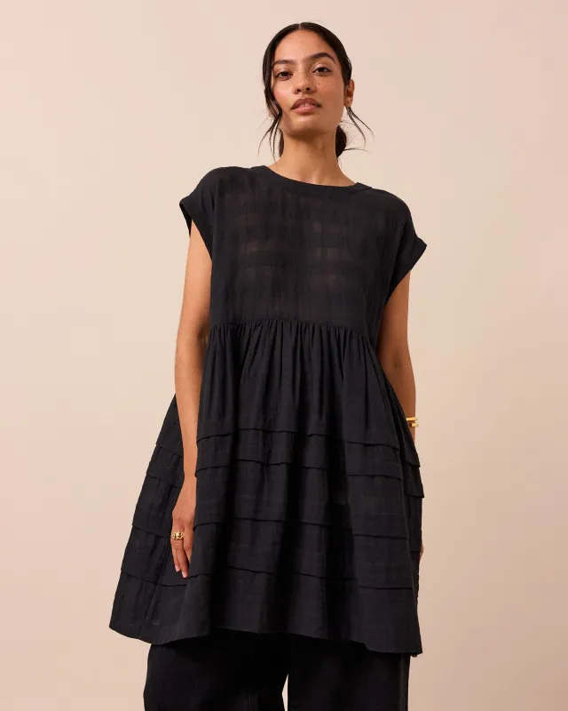 Ella Black Cotton Gauze Dress sold by Beyond Nine