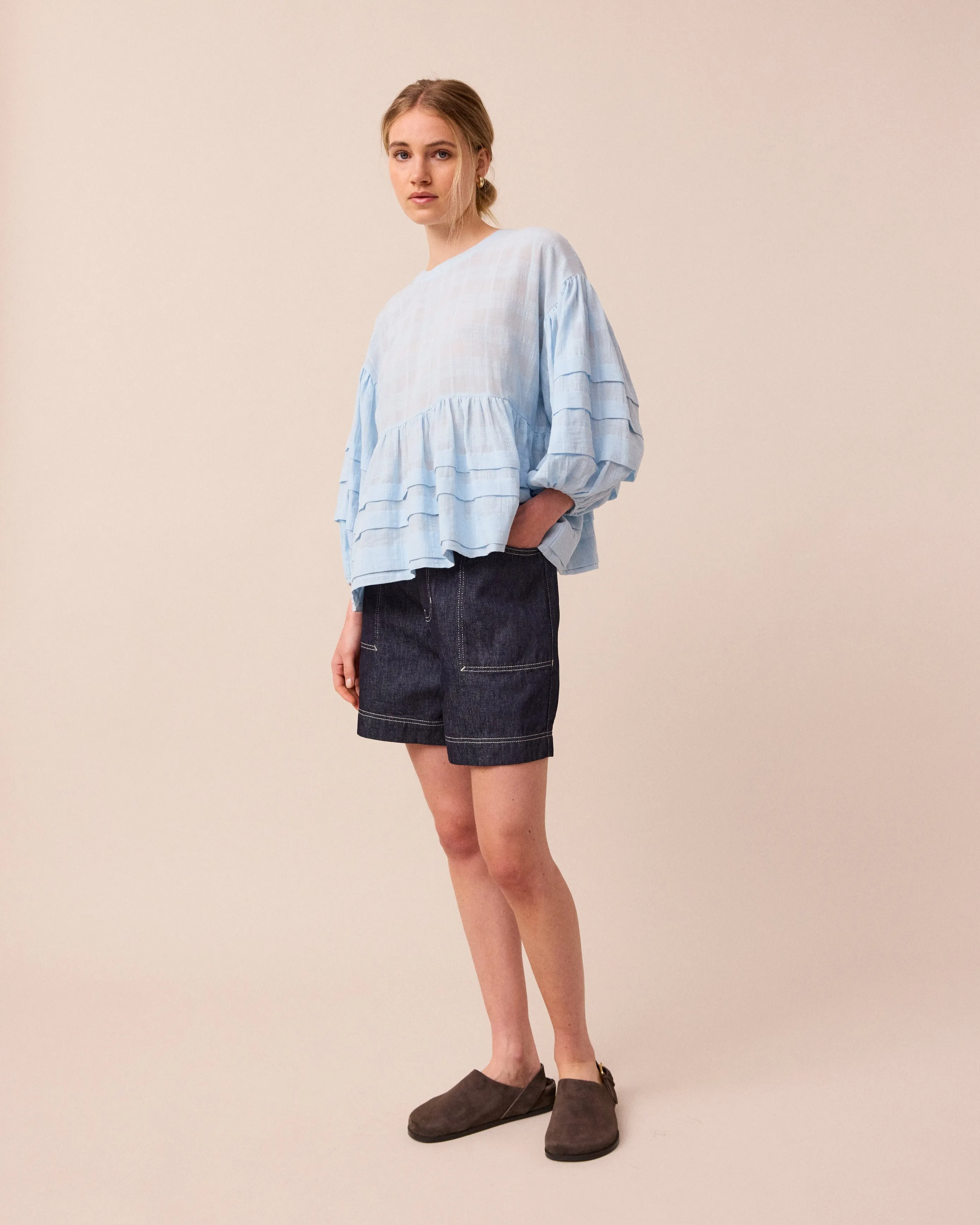 Simone Sky Blue Cotton Top sold by Beyond Nine product image thumbnail 5