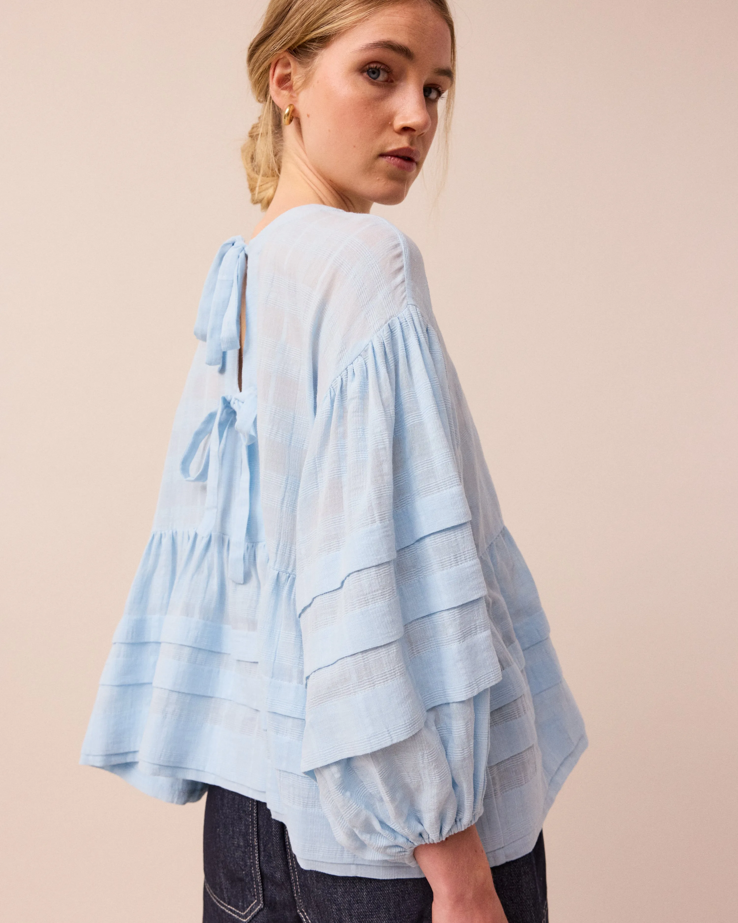 Simone Sky Blue Cotton Top sold by Beyond Nine product image thumbnail 3