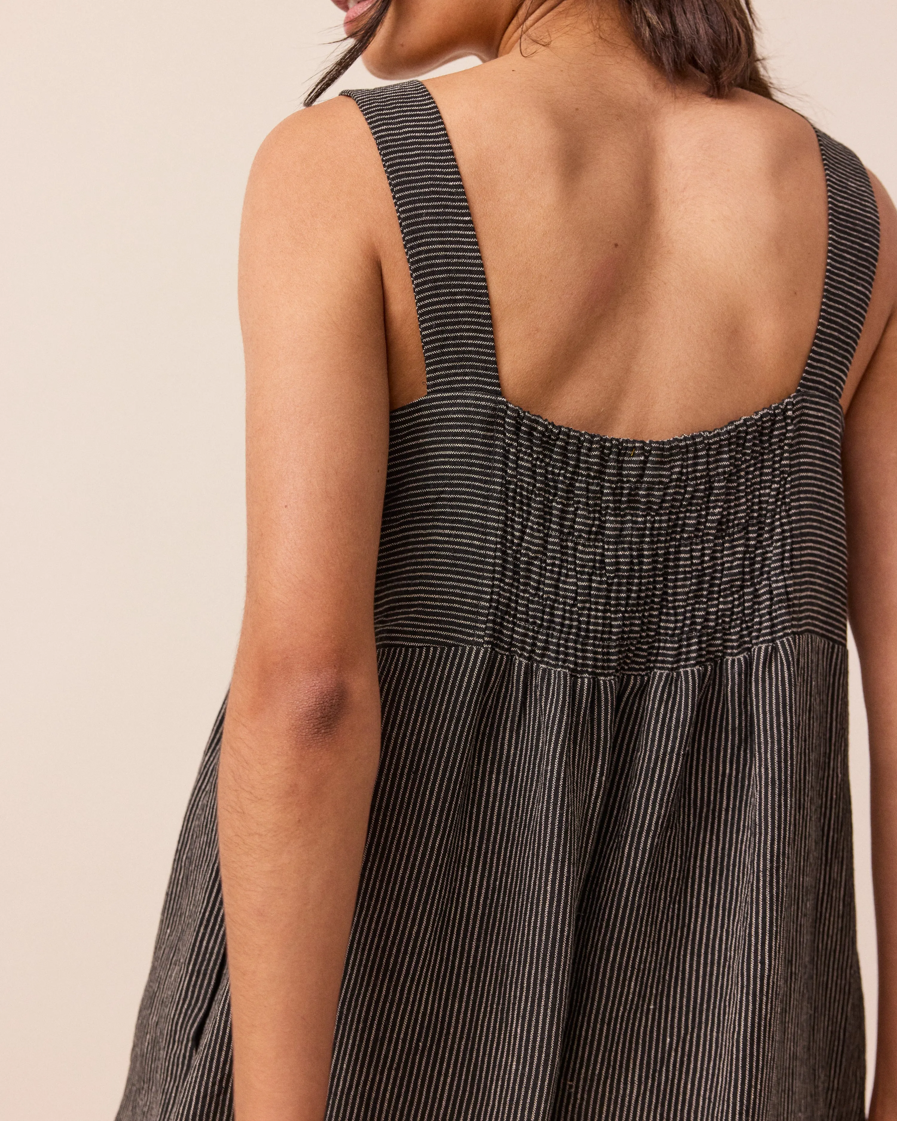 Cari Black & Ecru Pencil Stripe Linen Jumpsuit sold by Beyond Nine product image thumbnail 5