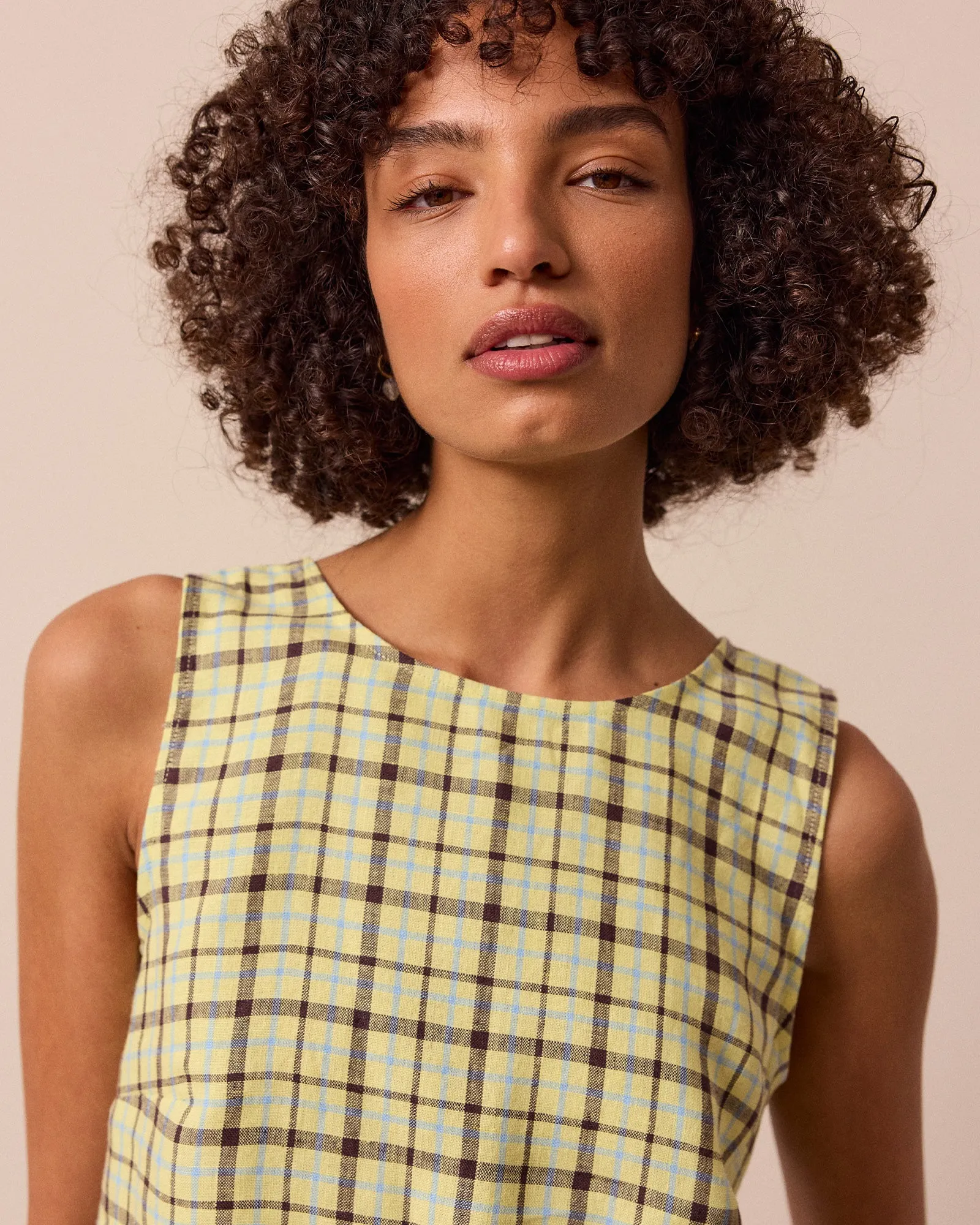 Esme Matcha Plaid Linen Top sold by Beyond Nine product image thumbnail 2