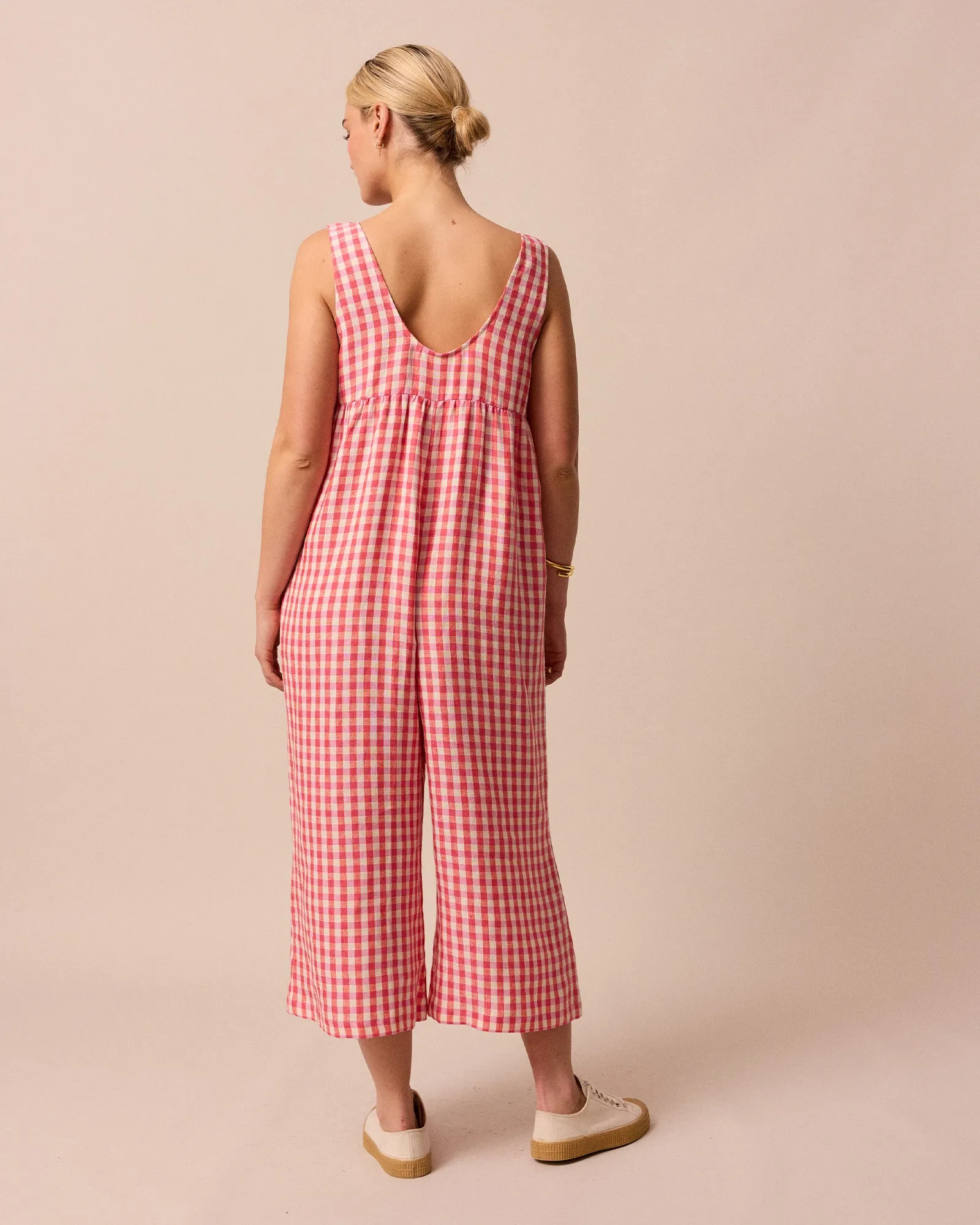 Savannah Pink Check Linen Jumpsuit sold by Beyond Nine product image thumbnail 4