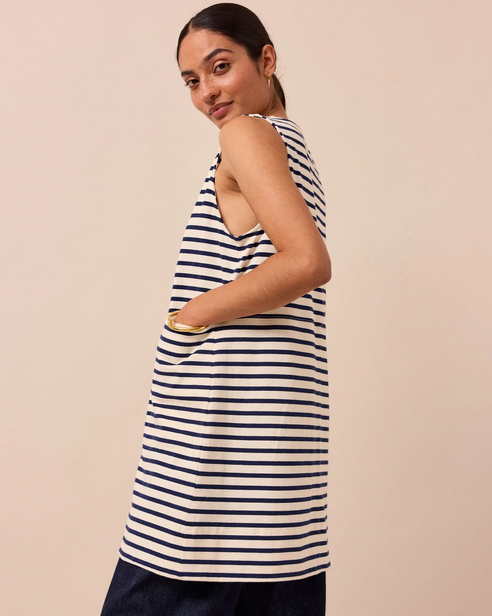 Bree Ecru & Navy Stripe Jersey Tunic sold by Beyond Nine product image thumbnail 4