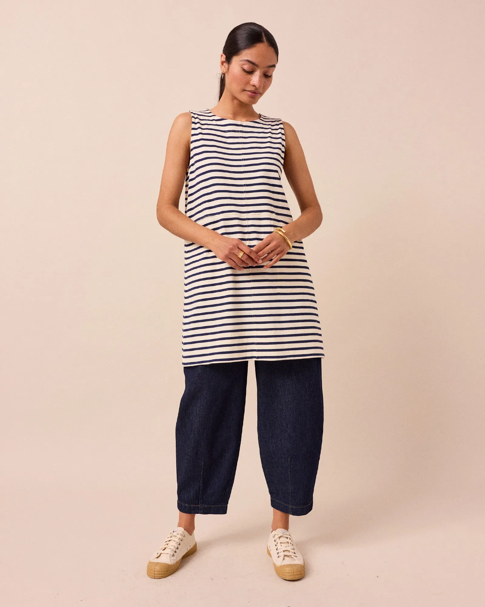 Bree Ecru & Navy Stripe Jersey Tunic sold by Beyond Nine product image thumbnail 2