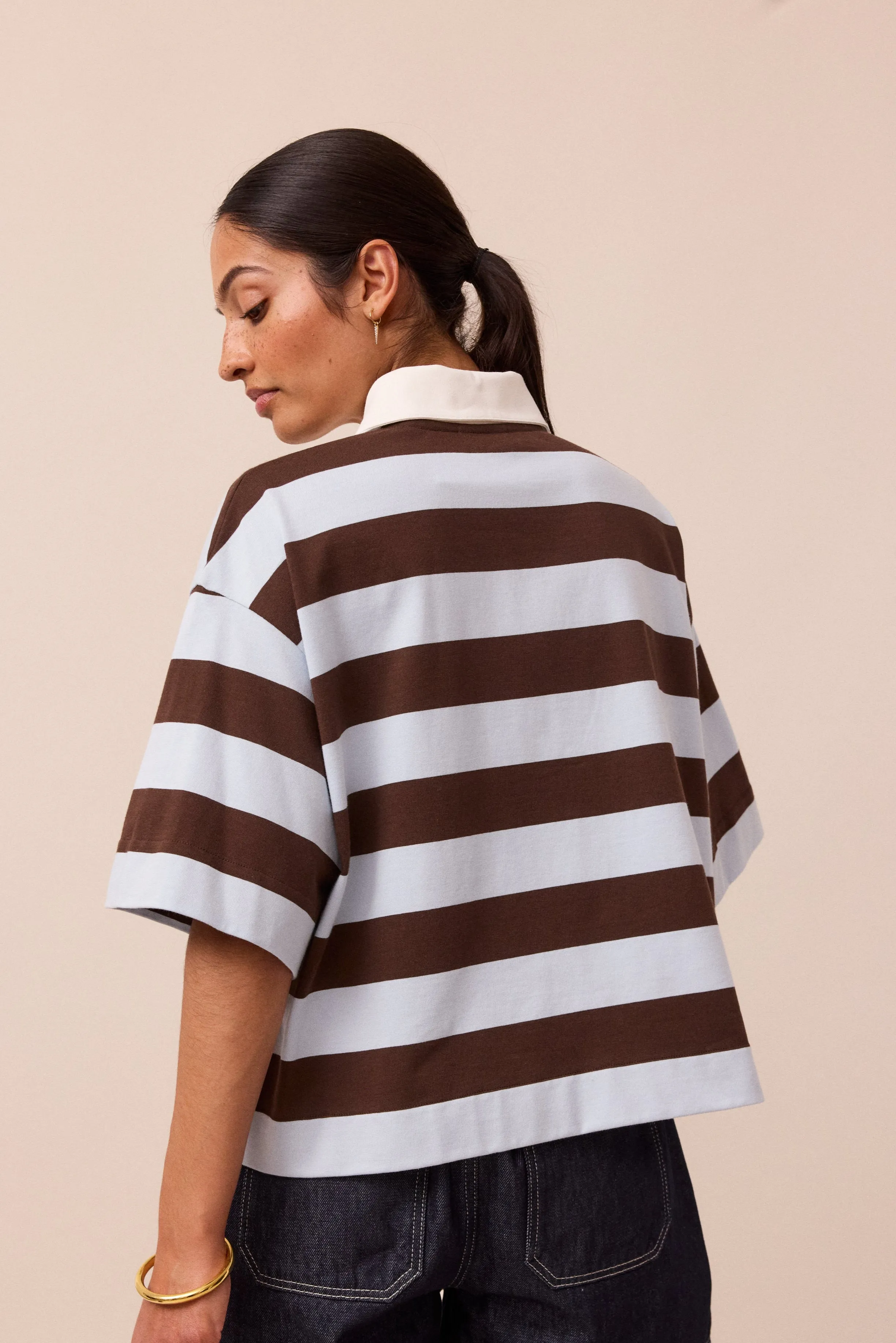 Ralph Sky Blue & Chocolate Stripe Jersey Rugby Top sold by Beyond Nine product image thumbnail 4