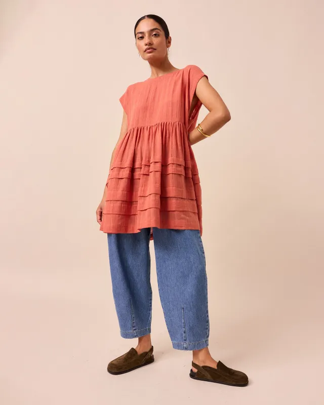 Ella Terracotta Cotton Gauze Dress sold by Beyond Nine