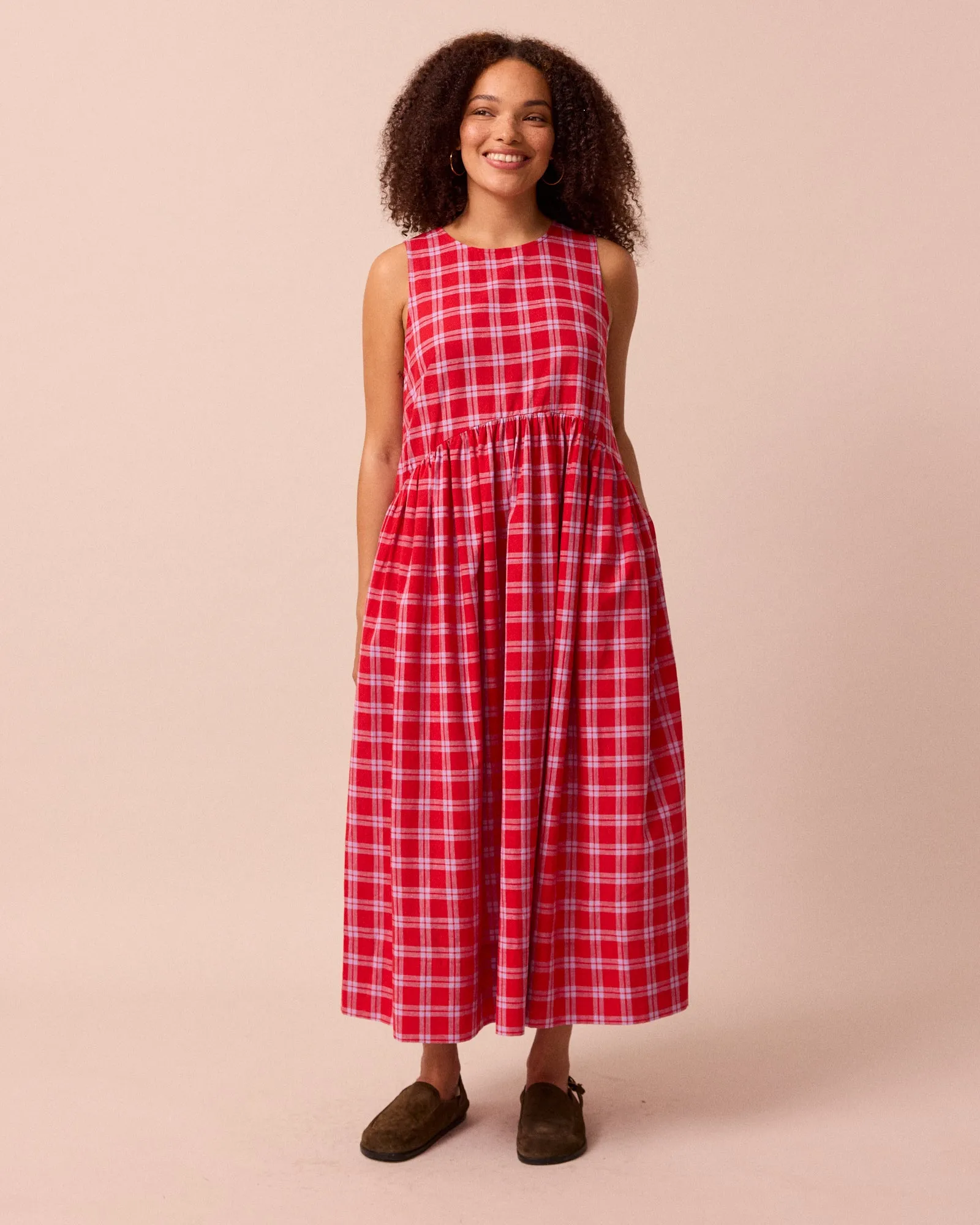 Dakota Cherry Check Cotton Linen Dress sold by Beyond Nine product image thumbnail 3