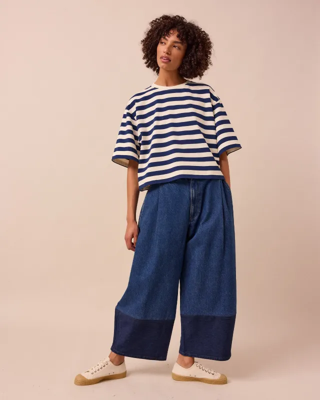 Nova Ecru & French Navy Stripe Jersey T-Shirt sold by Beyond Nine