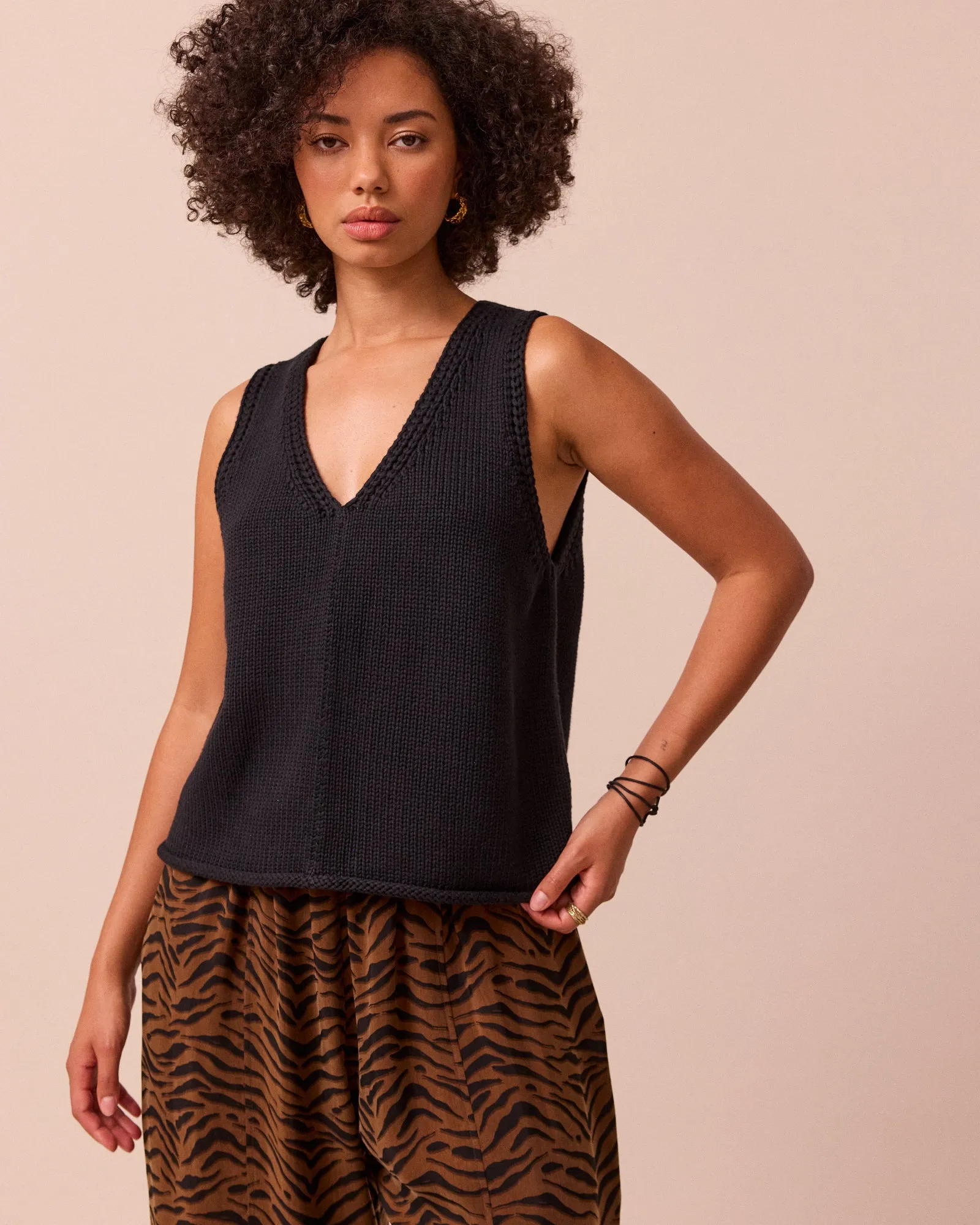 Vita Black Knit Vest sold by Beyond Nine