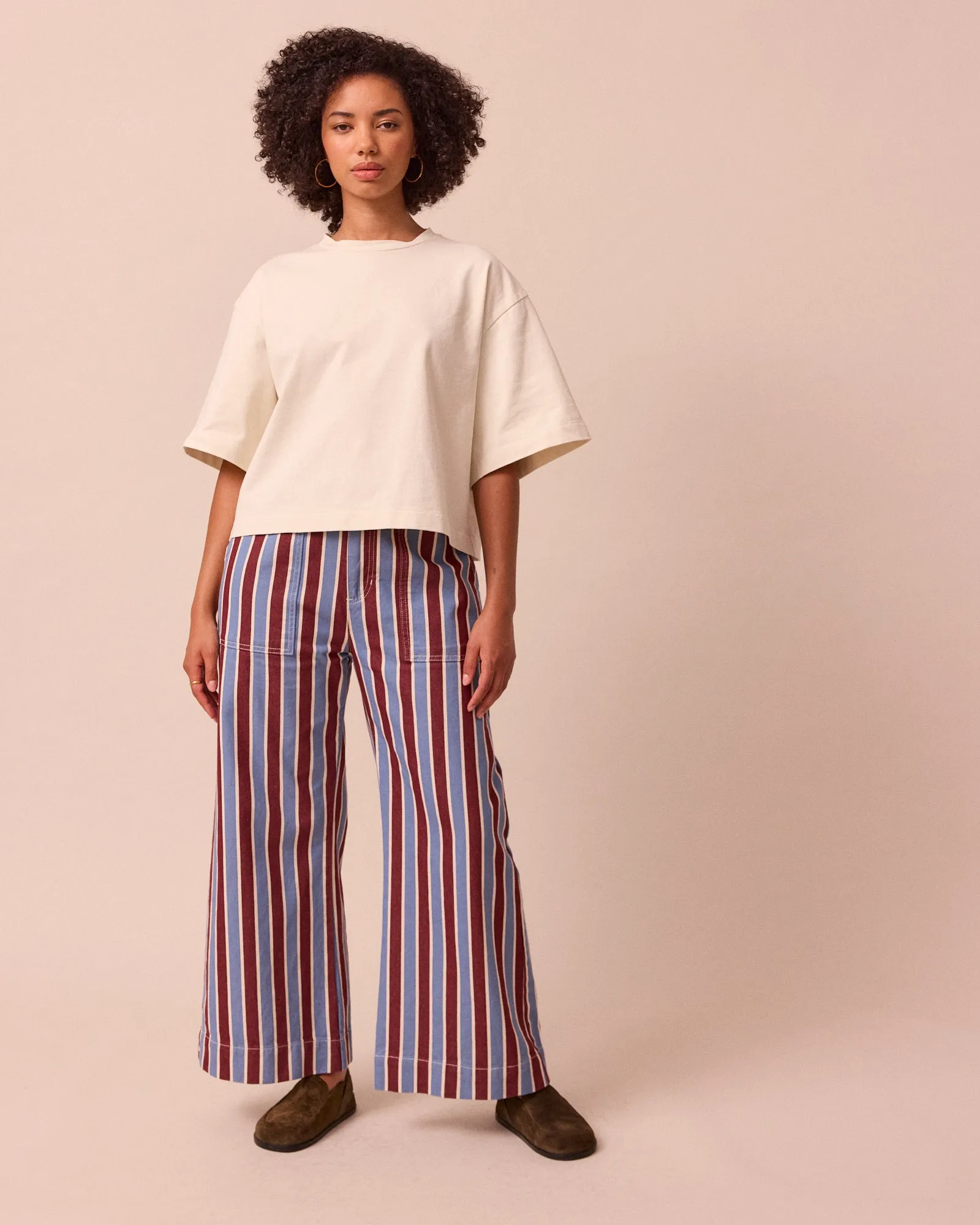 Luca Burgundy & Sky Stripe Denim Jeans sold by Beyond Nine