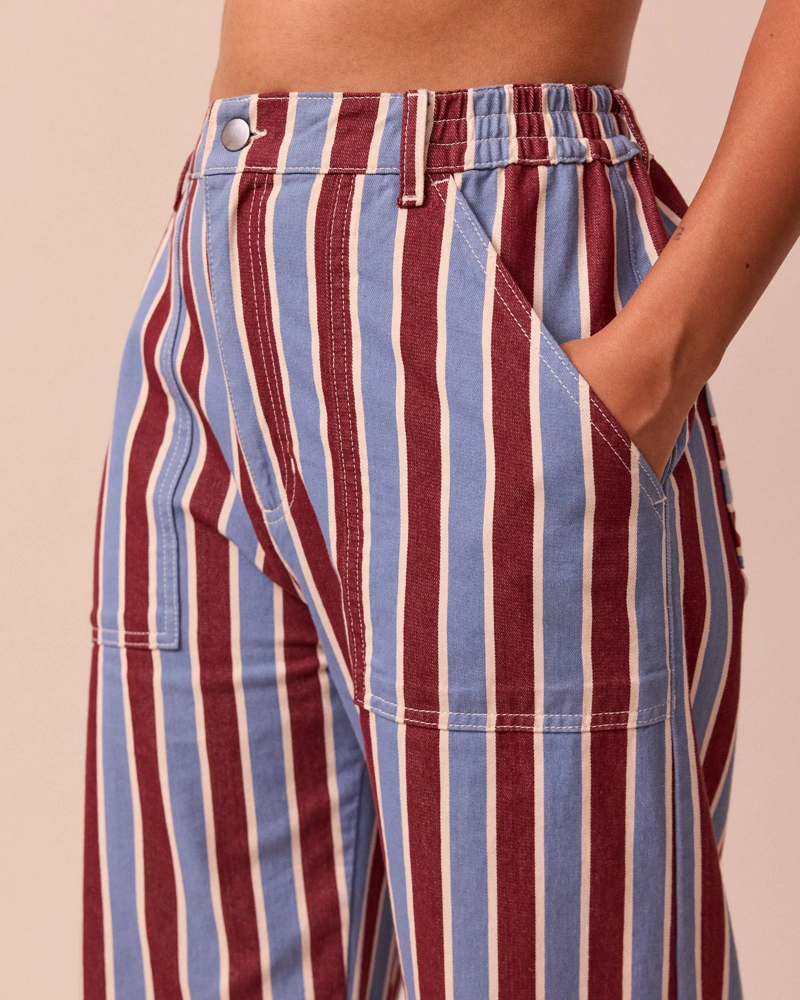 Luca Burgundy & Sky Stripe Denim Jeans sold by Beyond Nine product image thumbnail 2