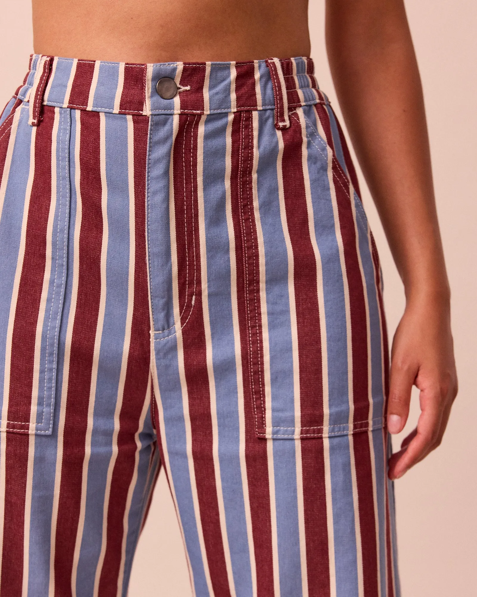 Luca Burgundy & Sky Stripe Denim Jeans sold by Beyond Nine product image thumbnail 5