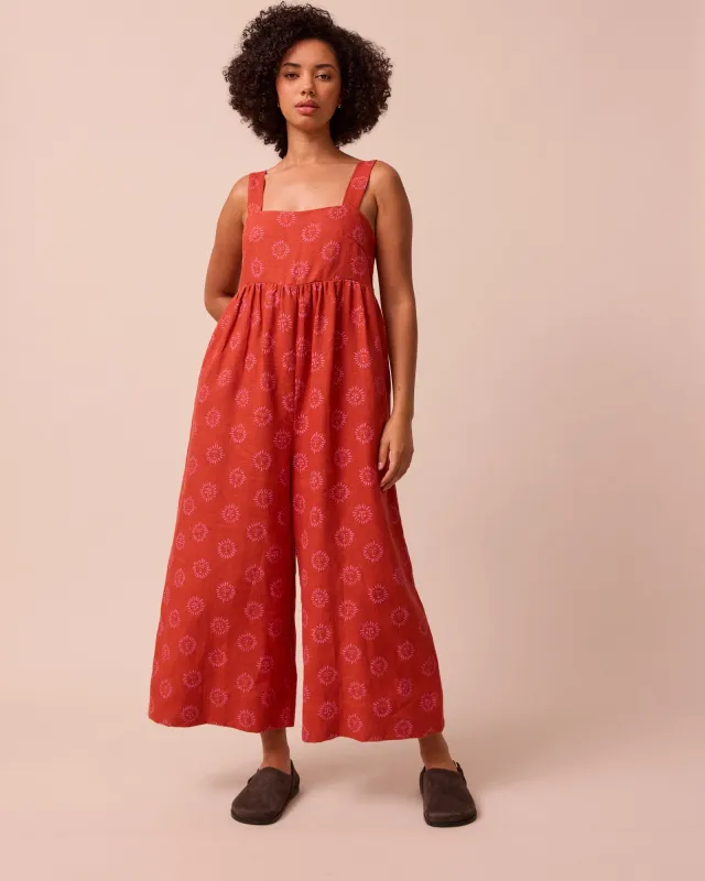 Cari Sahara Sun Print Linen Jumpsuit sold by Beyond Nine