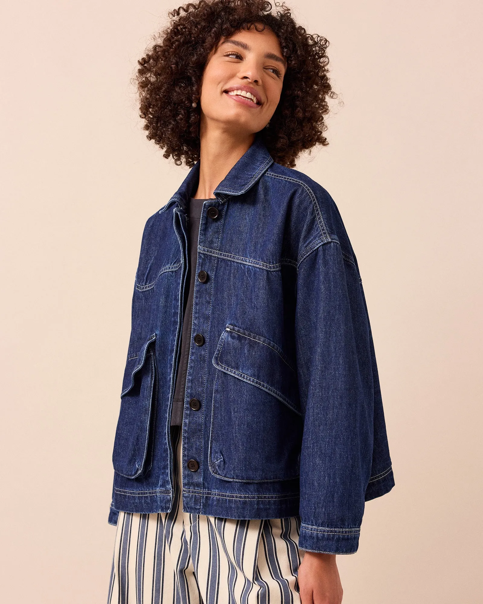 Kitty Dark Wash Denim Jacket sold by Beyond Nine