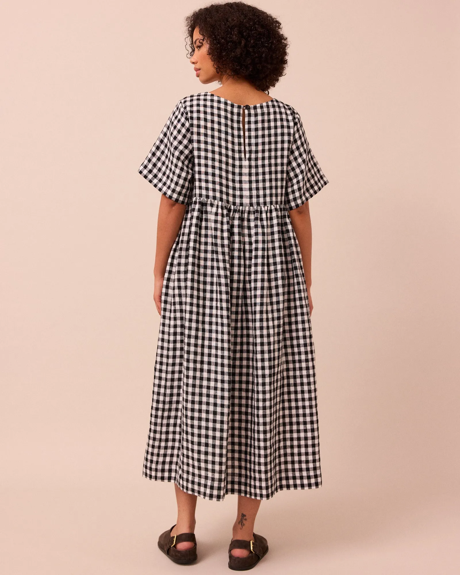 Verona Black & White Gingham Linen Dress sold by Beyond Nine product image thumbnail 3