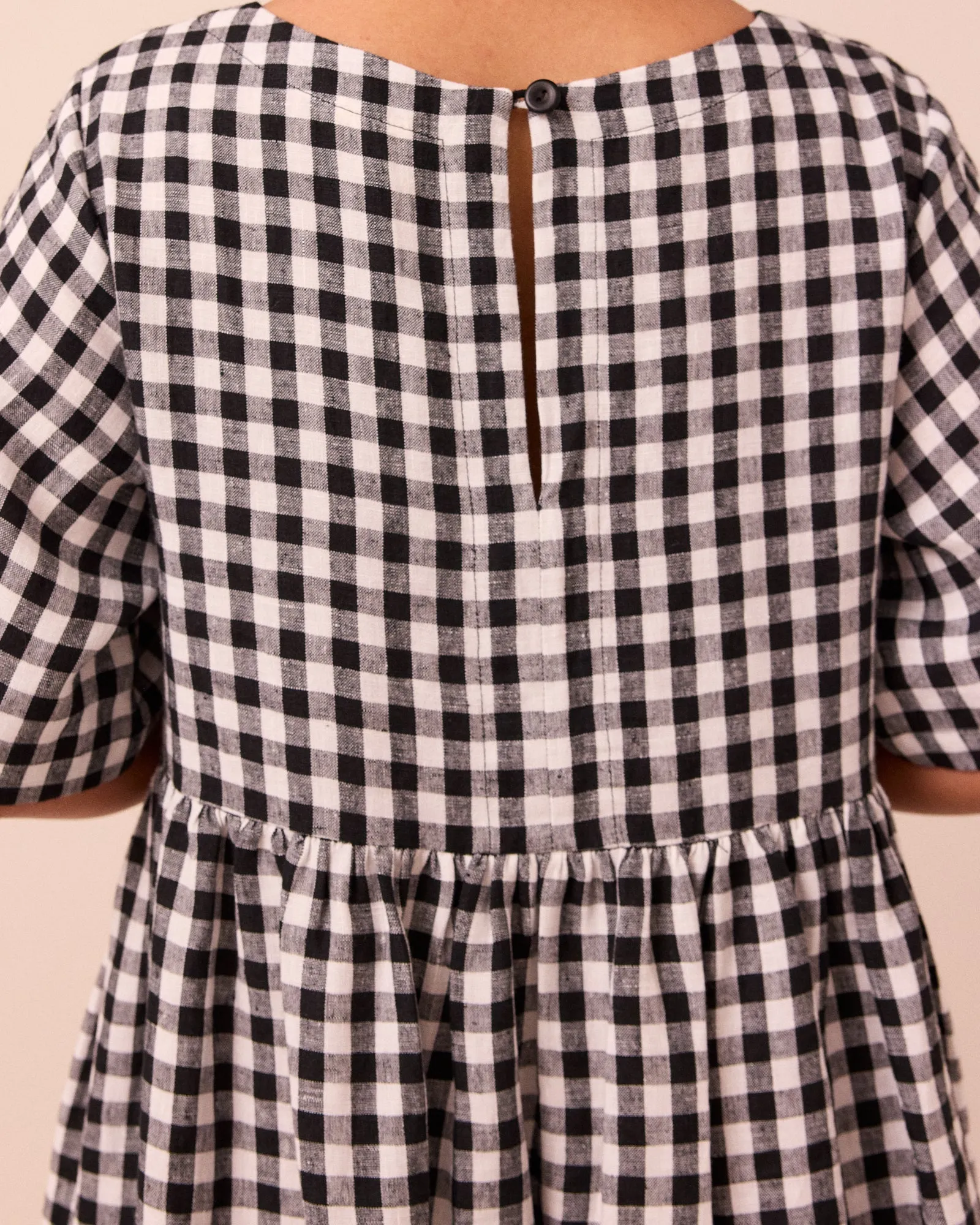 Verona Black & White Gingham Linen Dress sold by Beyond Nine product image thumbnail 4