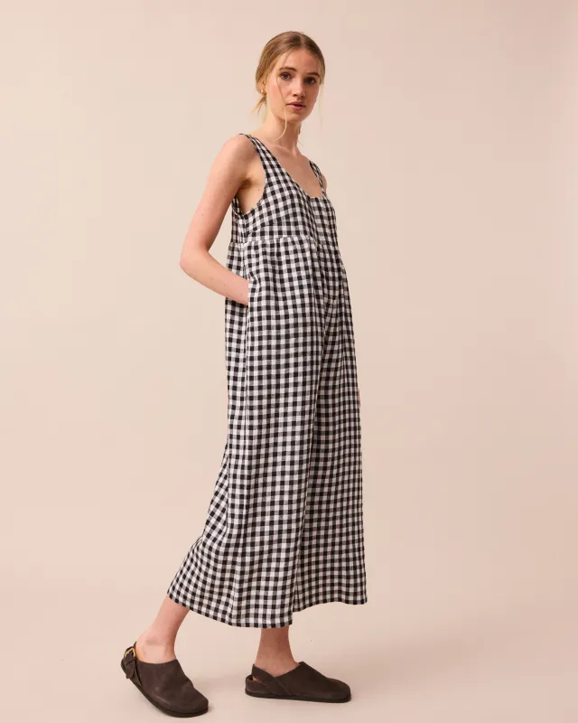 Savannah Jumpsuit - Black and White Gingham sold by Beyond Nine