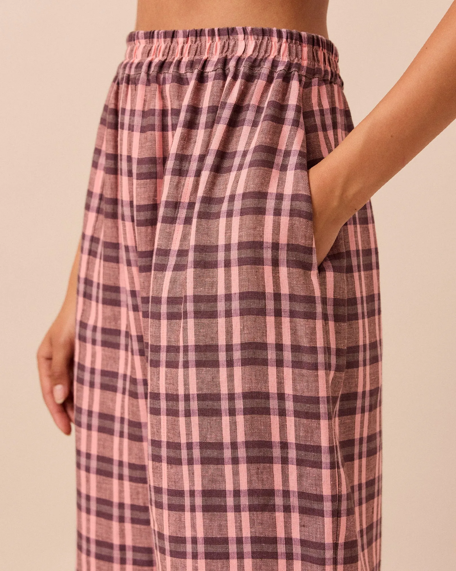 Mabel Dewberry Check Linen Trousers sold by Beyond Nine product image thumbnail 3