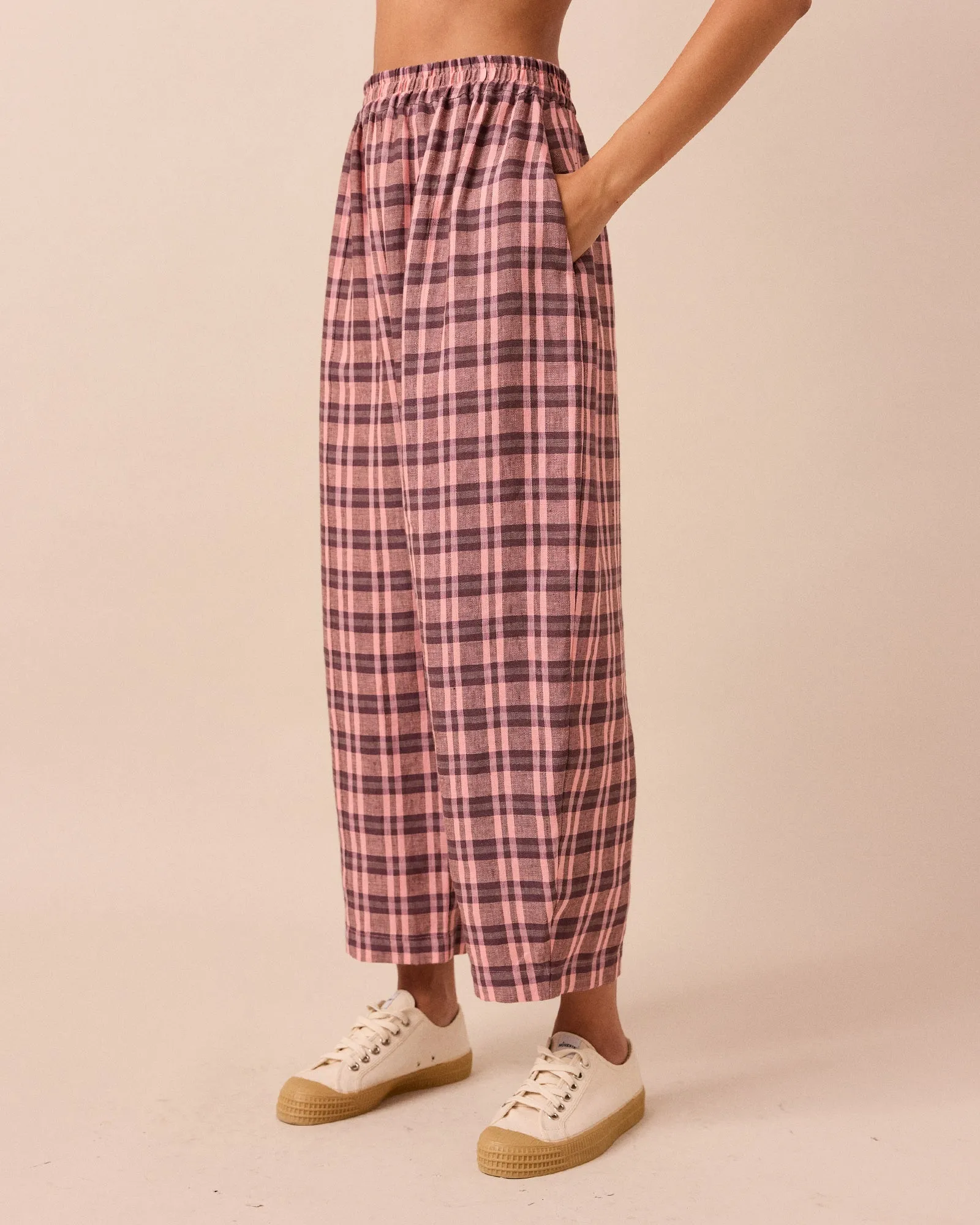 Mabel Dewberry Check Linen Trousers sold by Beyond Nine product image thumbnail 4