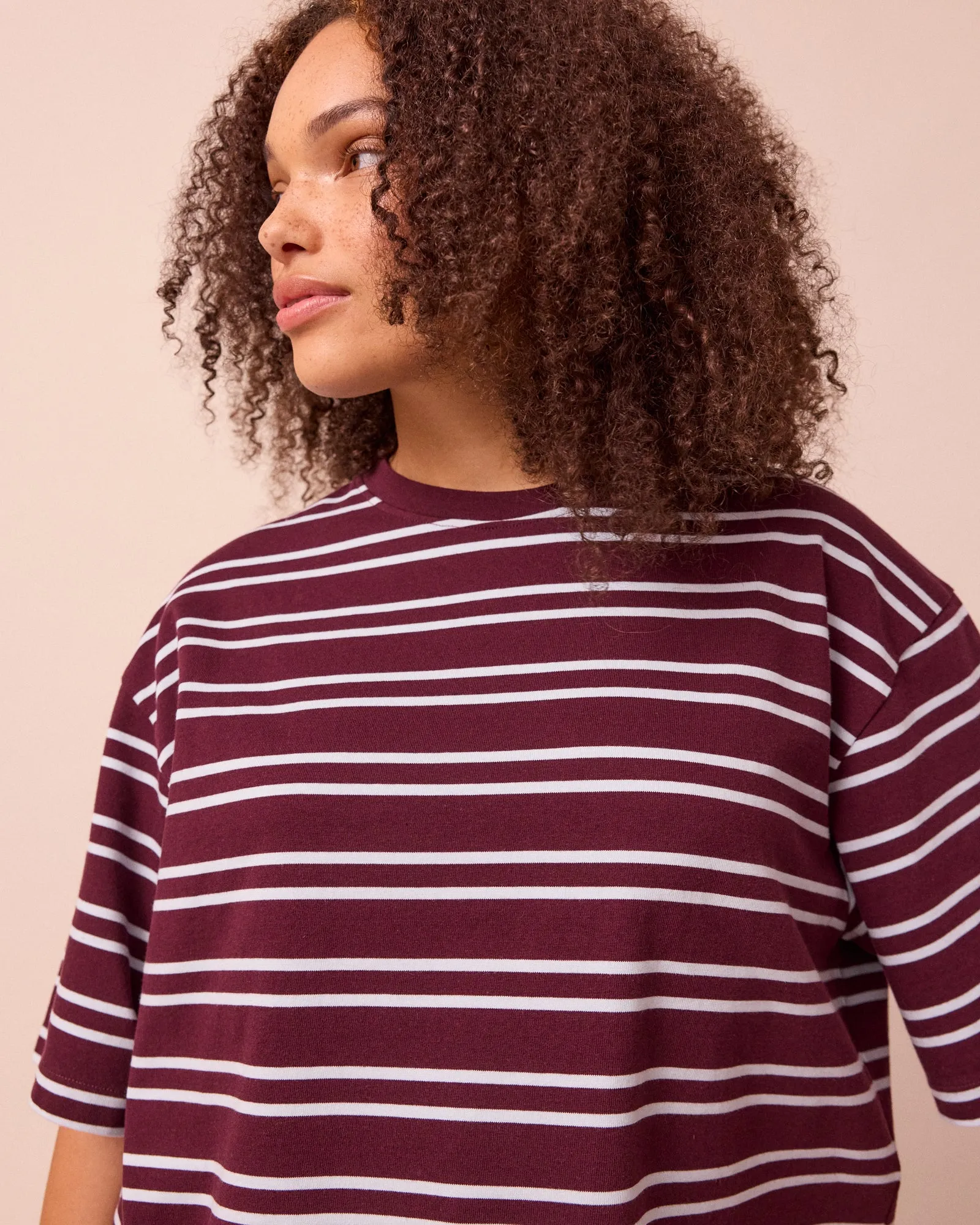 Nova Burgundy & Sky Stripe Jersey T-Shirt sold by Beyond Nine product image thumbnail 3