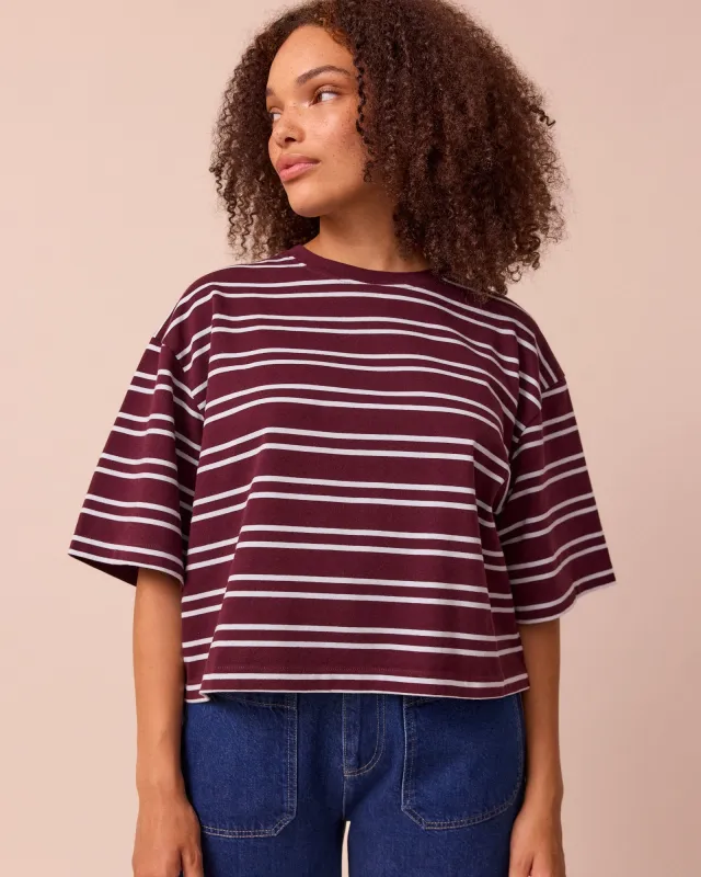 Nova Burgundy & Sky Stripe Jersey T-Shirt sold by Beyond Nine
