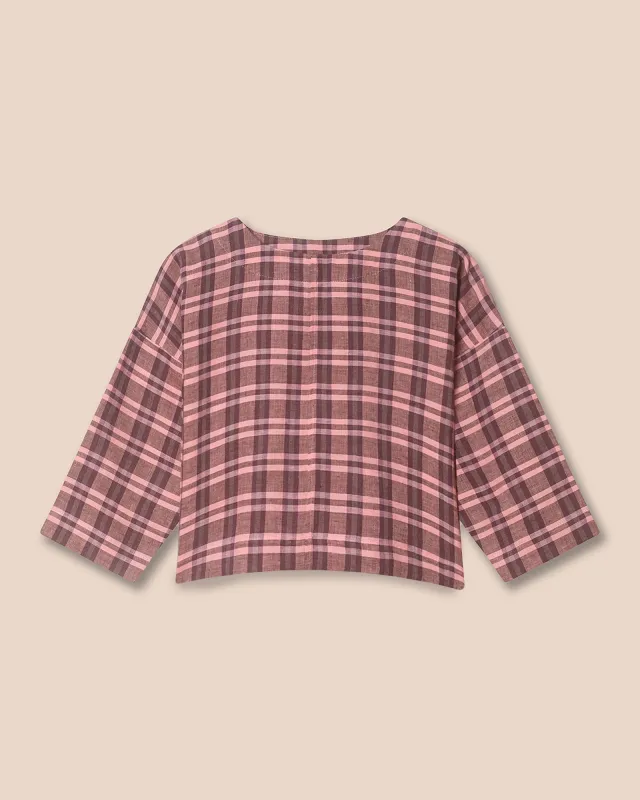 Lily Dewberry Check Linen Top sold by Beyond Nine