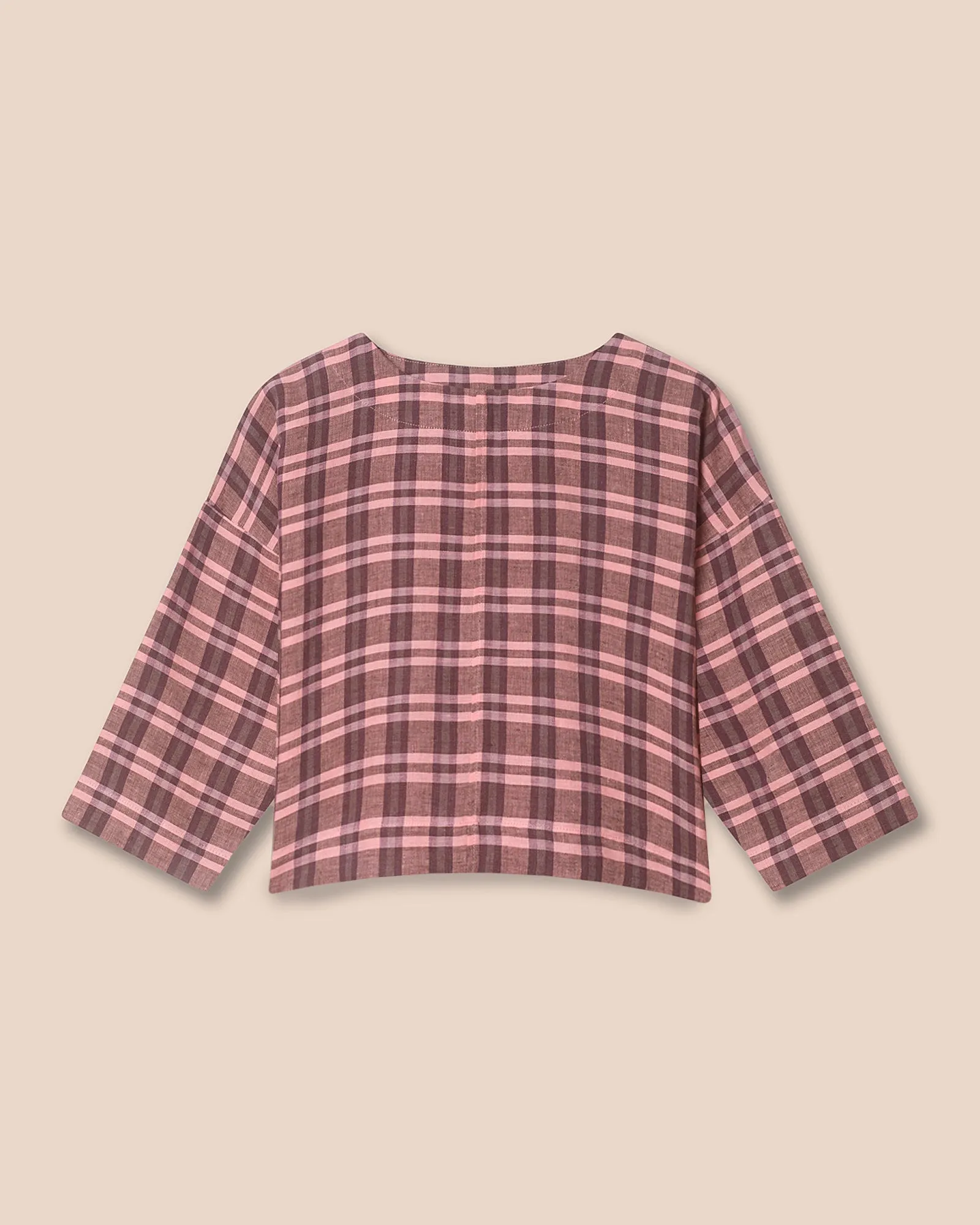 Lily Dewberry Check Linen Top sold by Beyond Nine