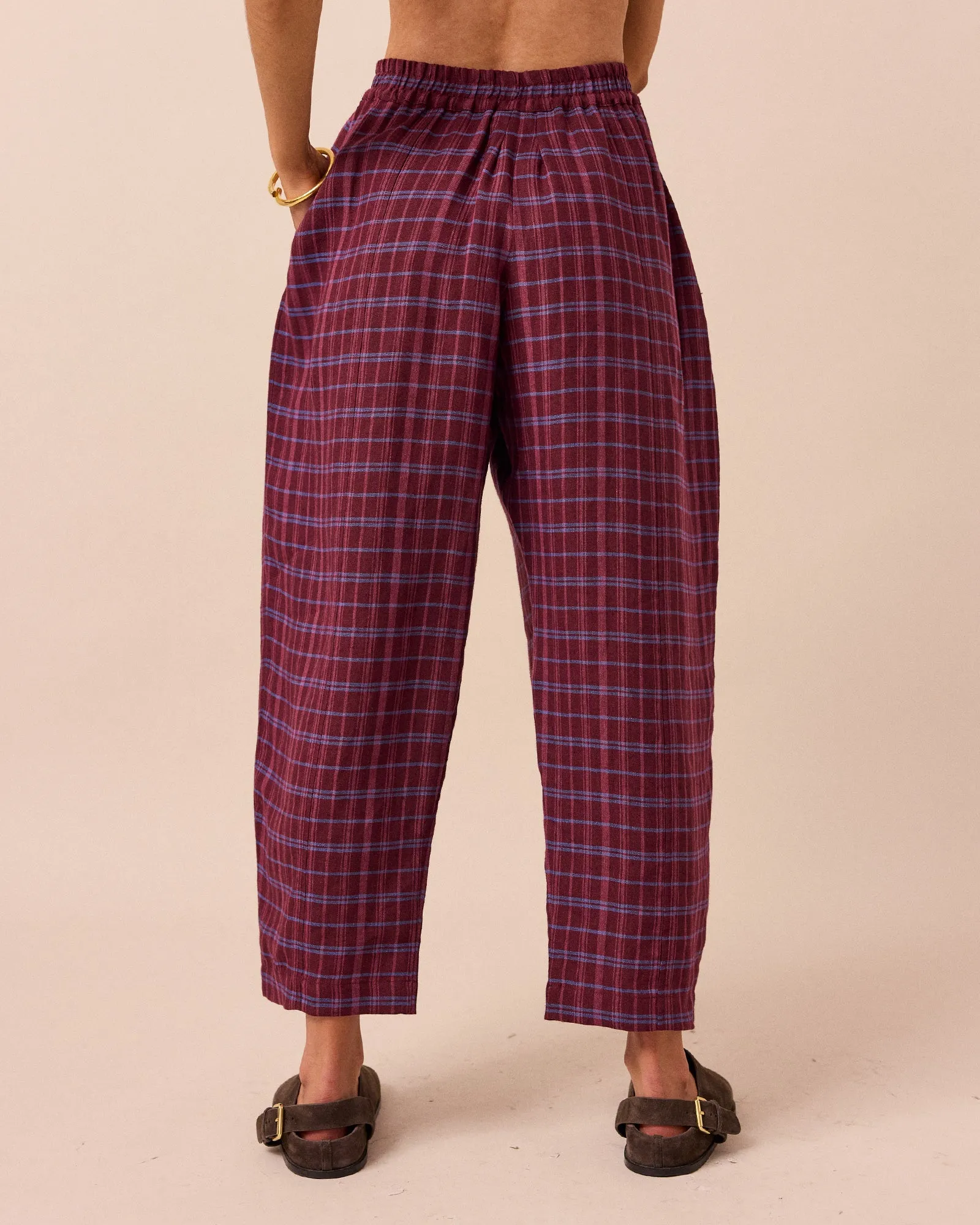 Mabel Mulberry Plaid Linen Trousers sold by Beyond Nine product image thumbnail 5