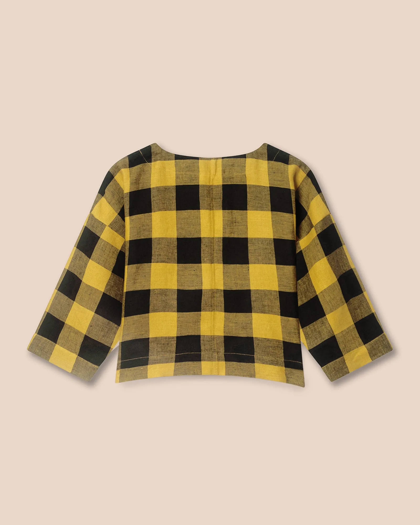 Lily Chartreuse Mega Check Linen Top sold by Beyond Nine product image thumbnail 2