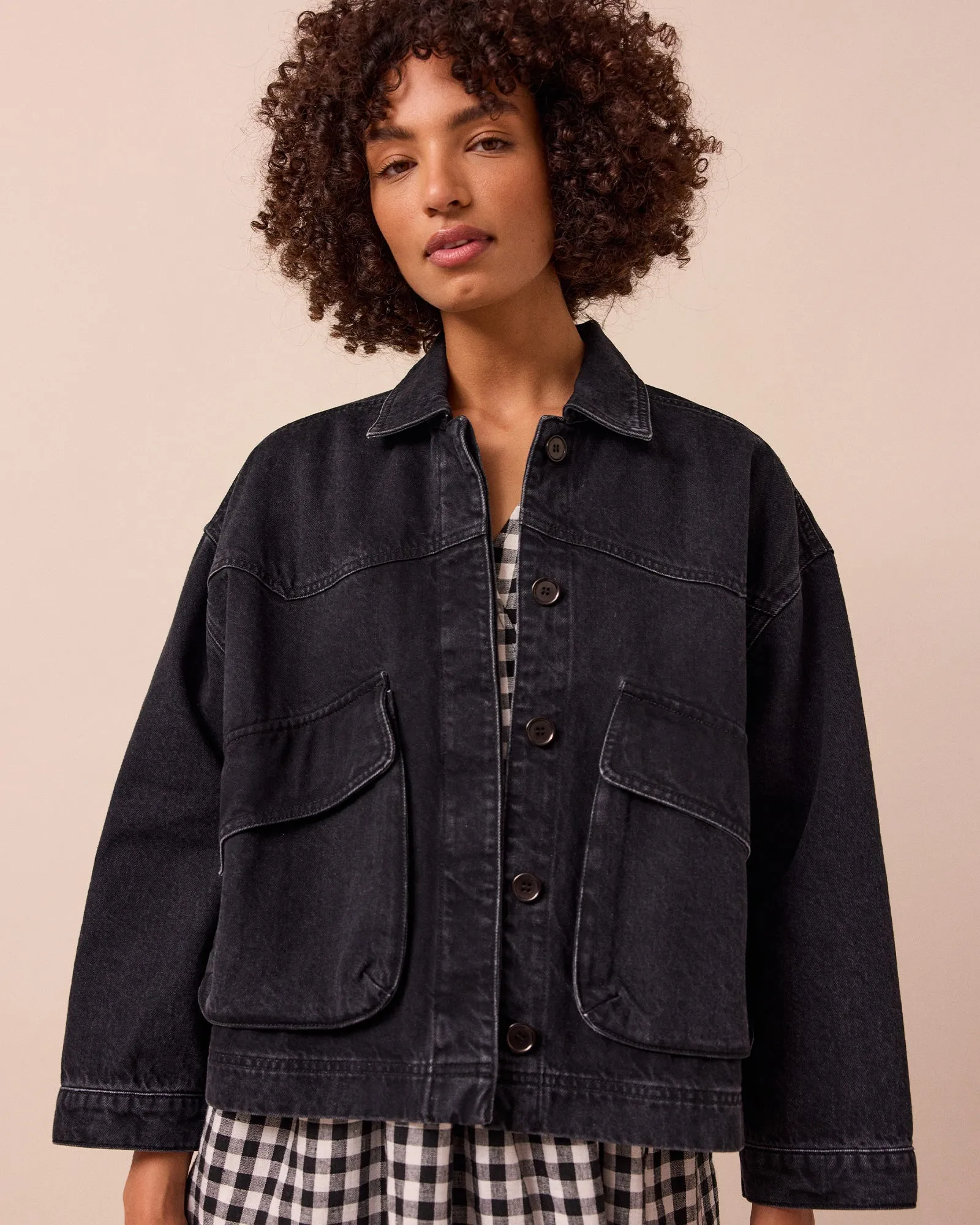 Kitty Washed Black Denim Jacket sold by Beyond Nine