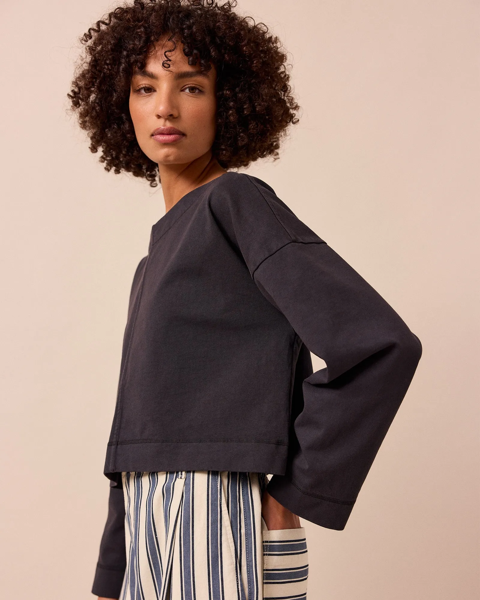 Peggy Washed Black Jersey Top sold by Beyond Nine