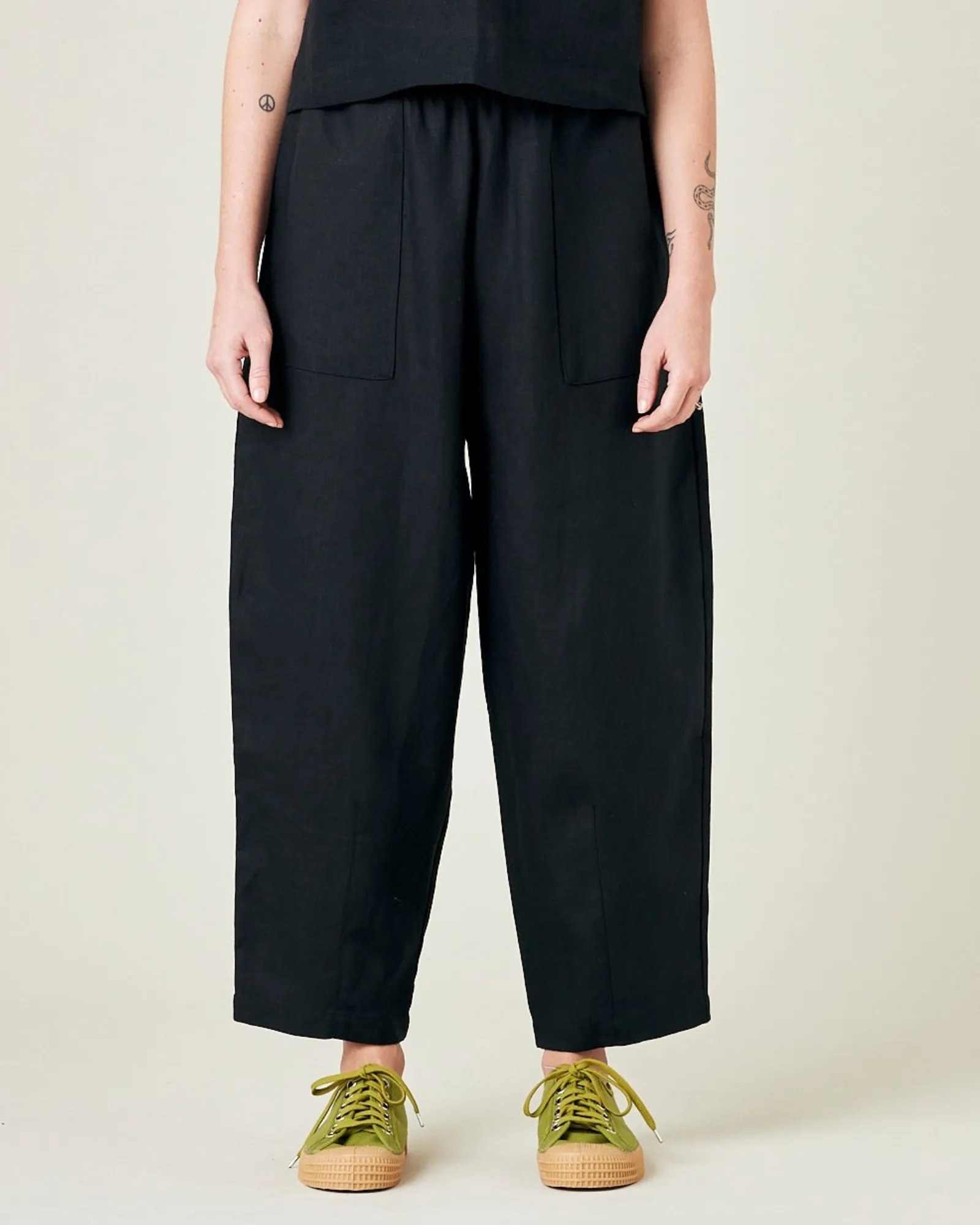 Huxley Black Linen Trousers sold by Beyond Nine