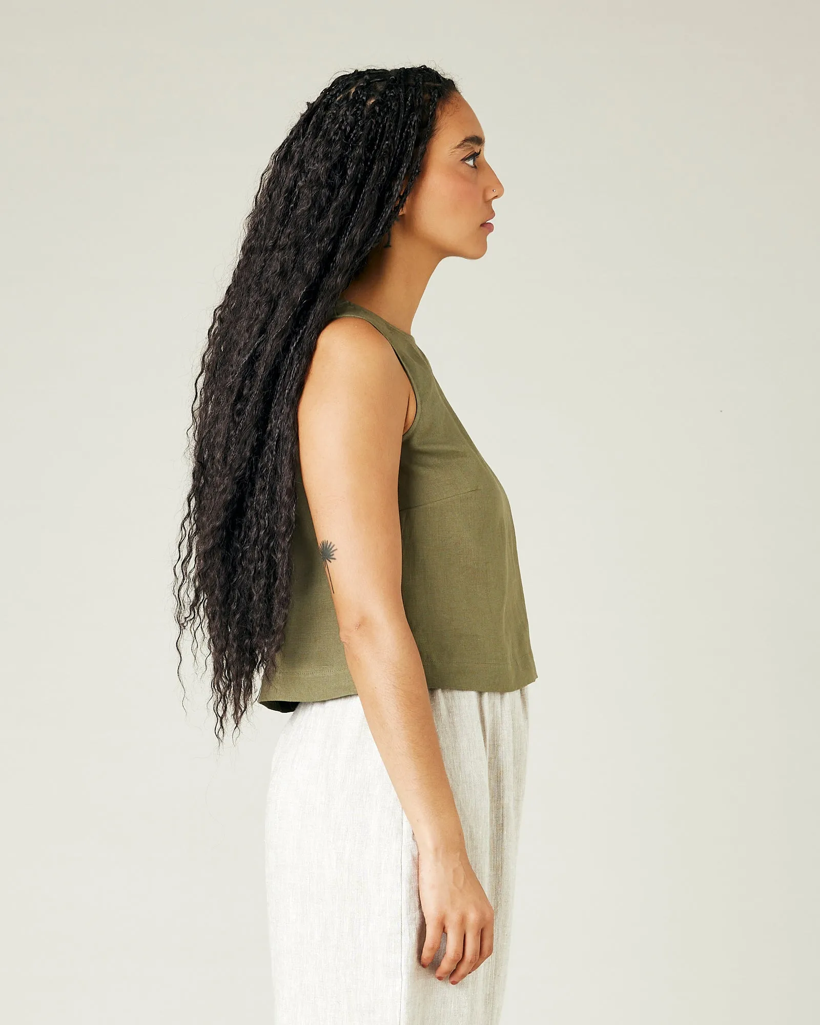 Esme Khaki Linen Top sold by Beyond Nine product image thumbnail 5