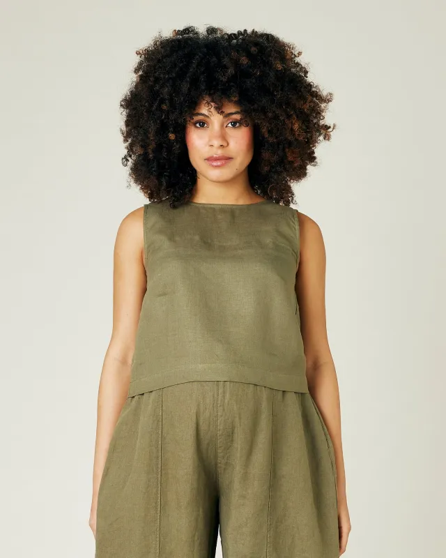 Esme Khaki Linen Top sold by Beyond Nine