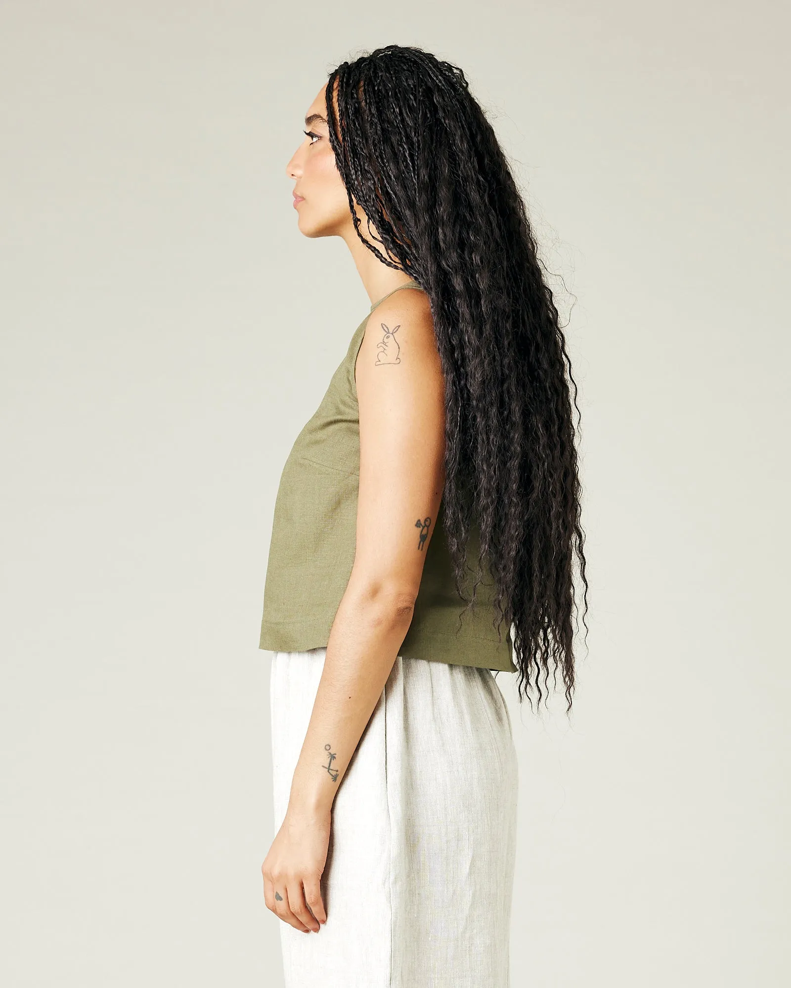 Esme Khaki Linen Top sold by Beyond Nine product image thumbnail 3