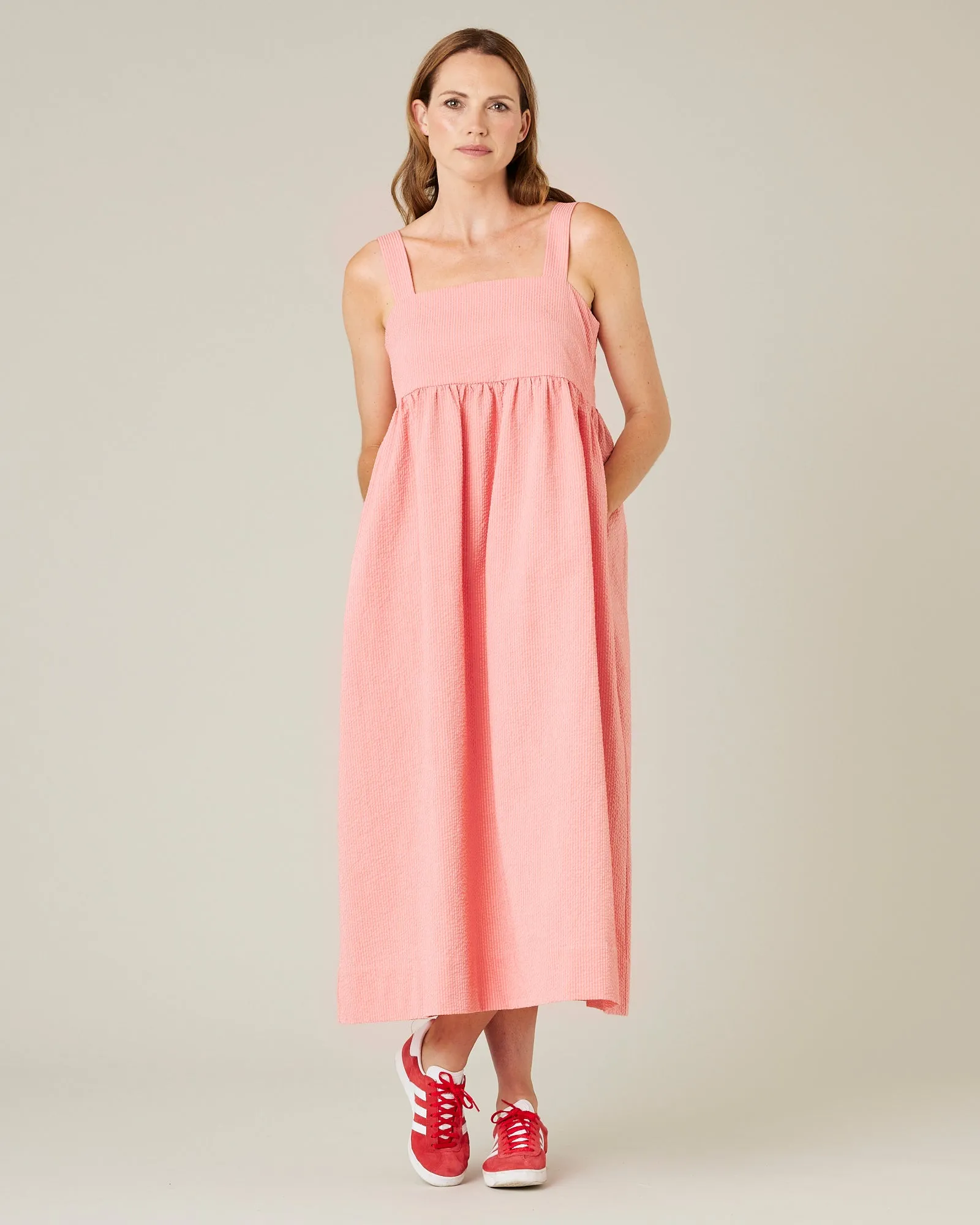 Suki Coral Seersucker Dress sold by Beyond Nine product image thumbnail 5