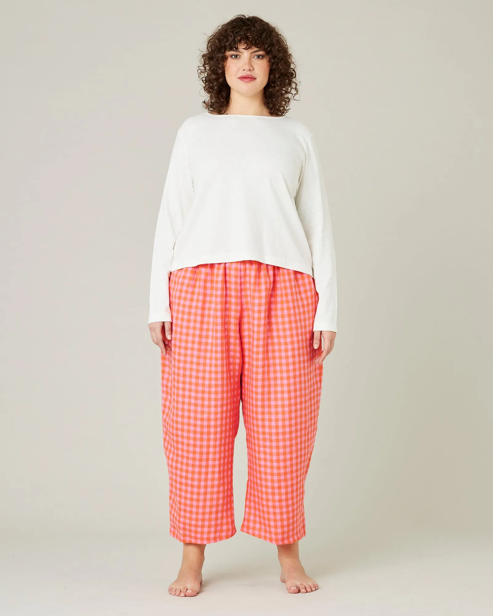 Ultimate PJ Trousers Tomato & Pink Check Linen sold by Beyond Nine product image thumbnail 5