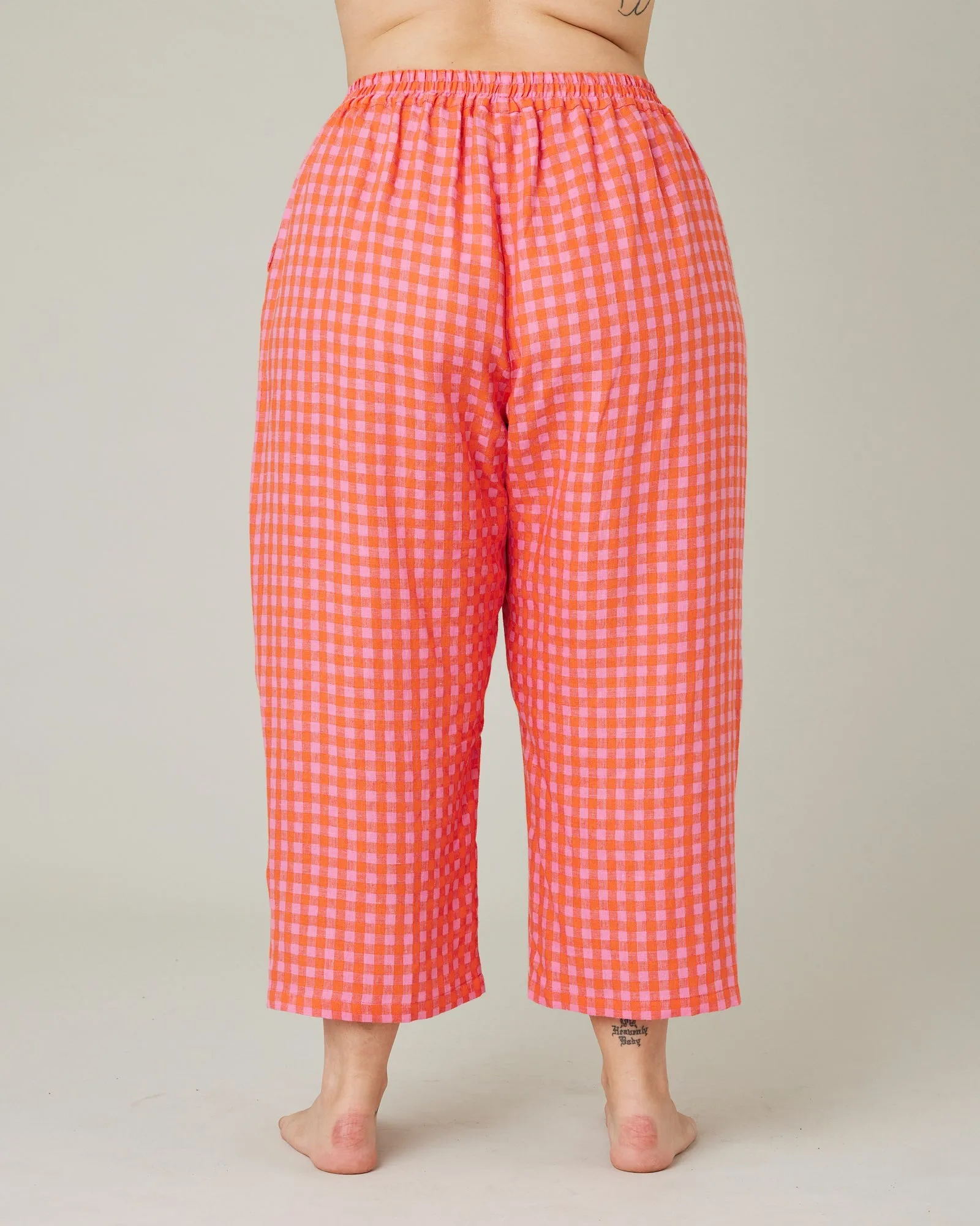 Ultimate PJ Trousers Tomato & Pink Check Linen sold by Beyond Nine product image thumbnail 3