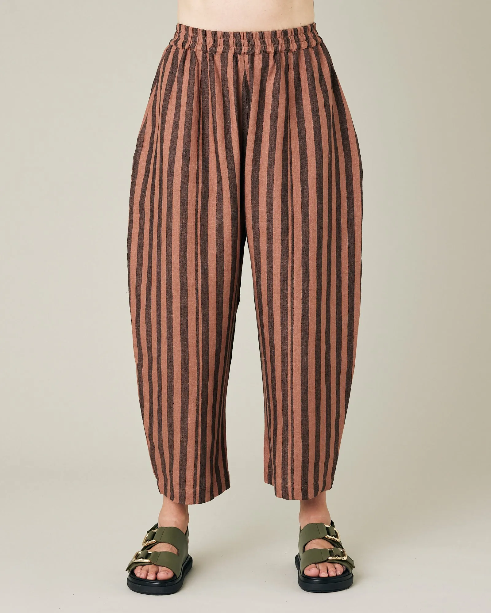 Mabel Biscuit Stripe Linen Trousers sold by Beyond Nine