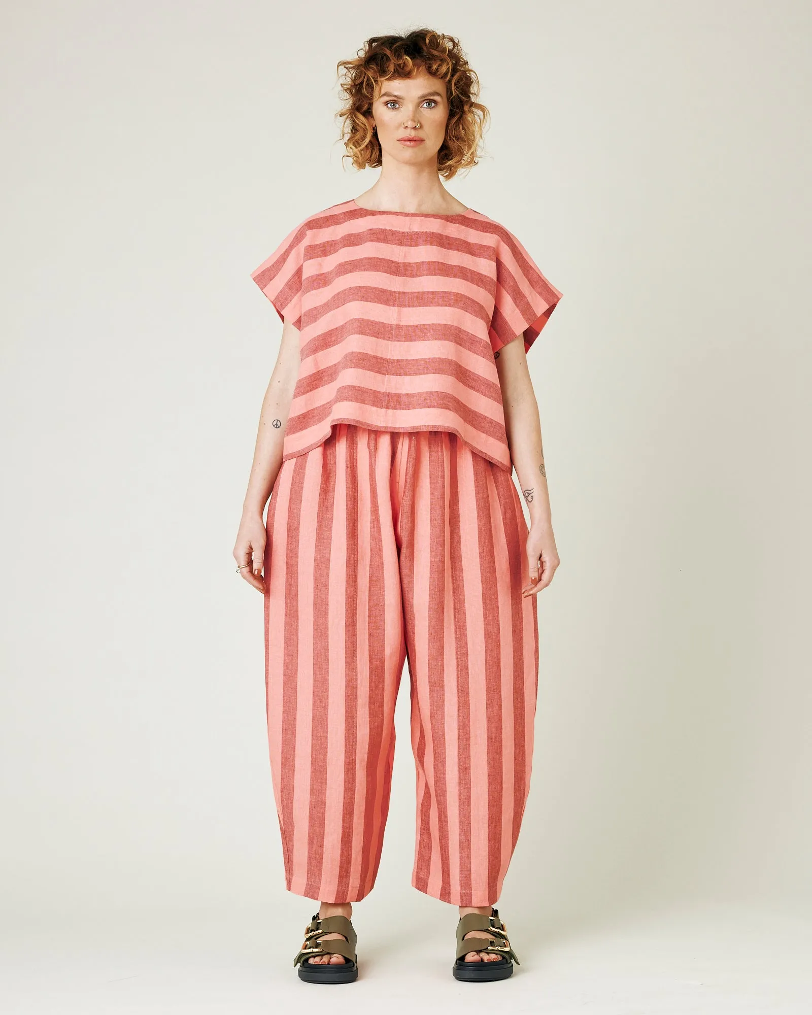 Mabel Blush Stripe Linen Trousers sold by Beyond Nine product image thumbnail 5