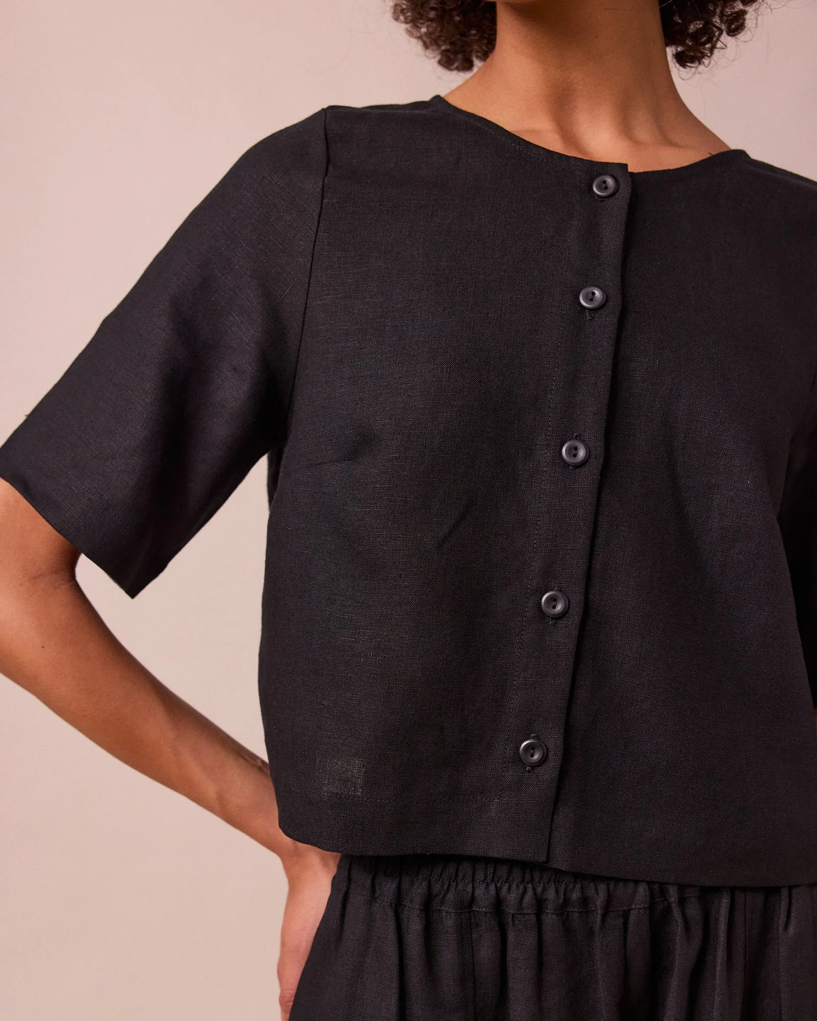 Evelyn Black Linen Top sold by Beyond Nine product image thumbnail 4