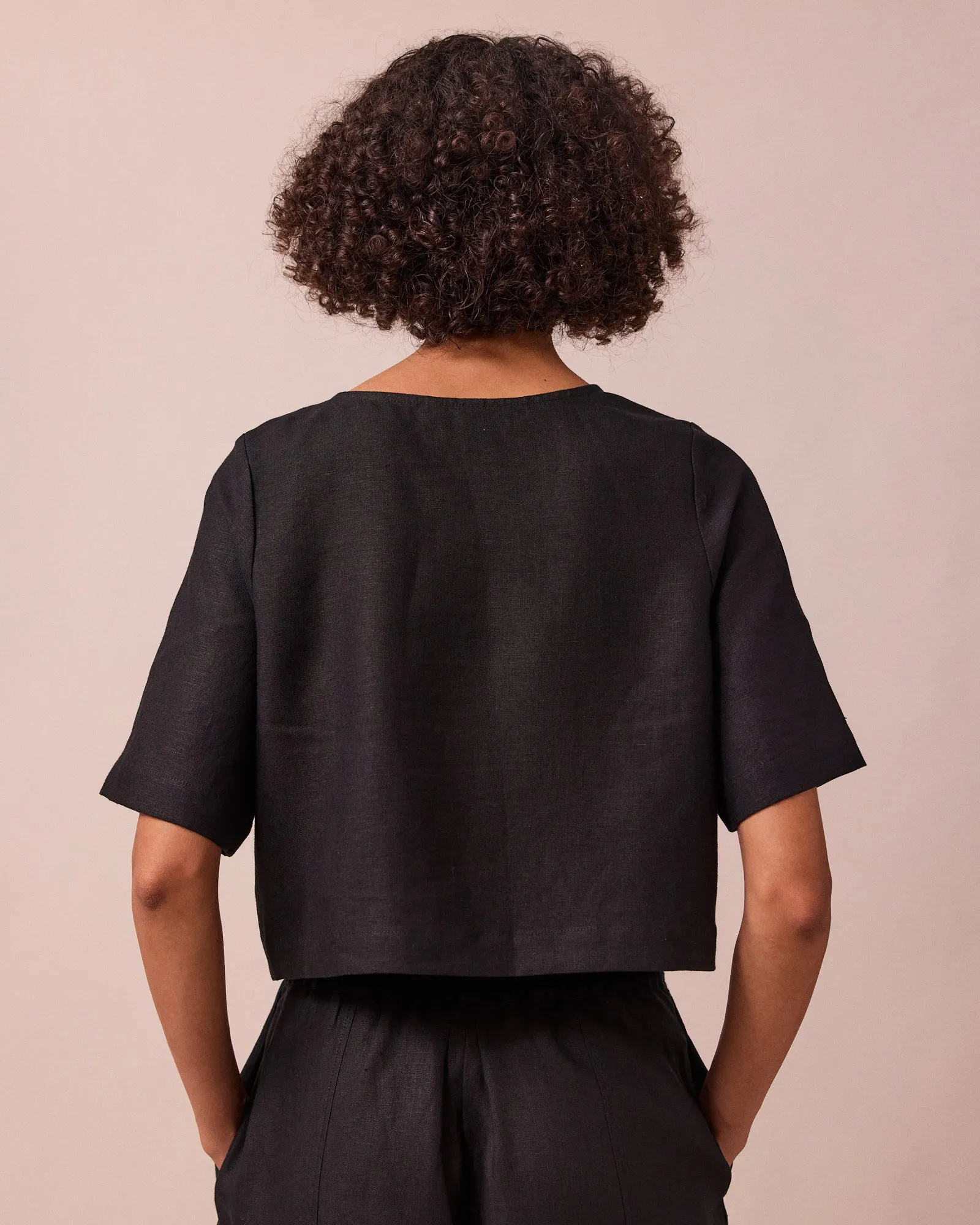 Evelyn Black Linen Top sold by Beyond Nine product image thumbnail 5