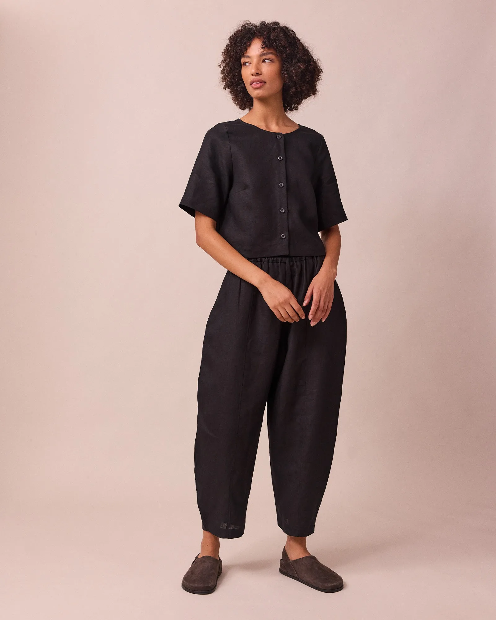 Evelyn Black Linen Top sold by Beyond Nine product image thumbnail 2