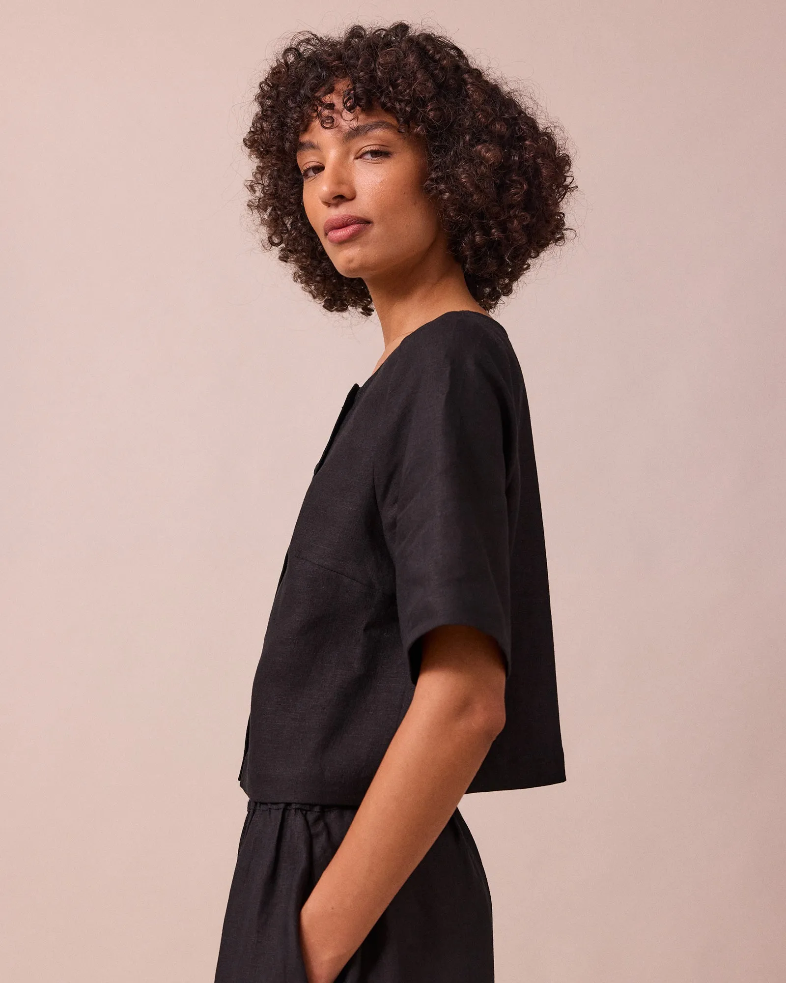Evelyn Black Linen Top sold by Beyond Nine product image thumbnail 3