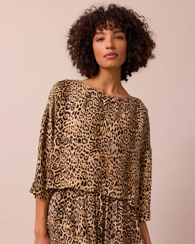 Lily Leopard Print Cupro Top sold by Beyond Nine