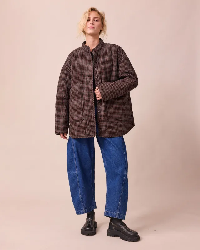 Rue Cocoa Gingham Denim Jacket sold by Beyond Nine