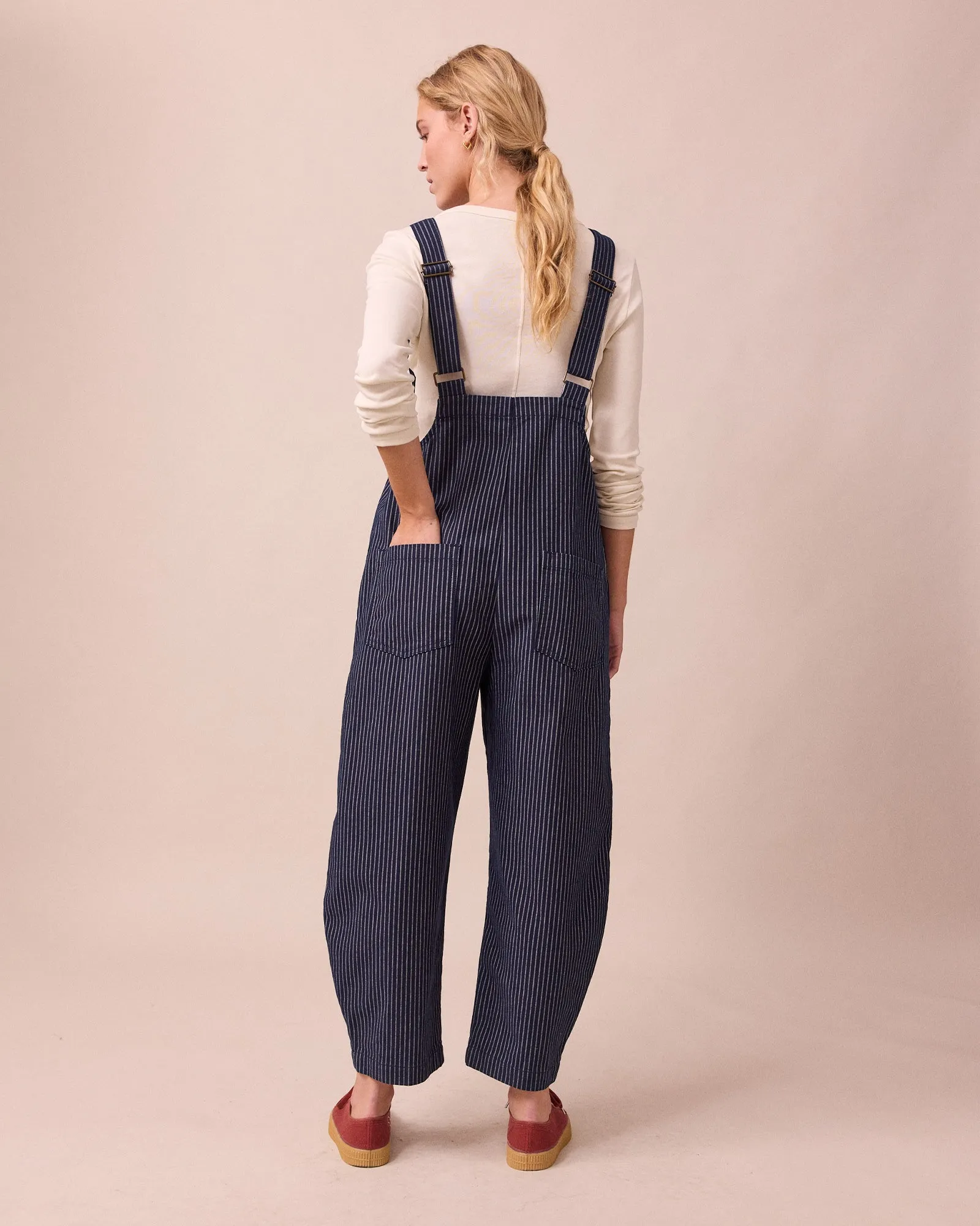 Ottie Navy Pinstripe Denim Jumpsuit sold by Beyond Nine product image thumbnail 5